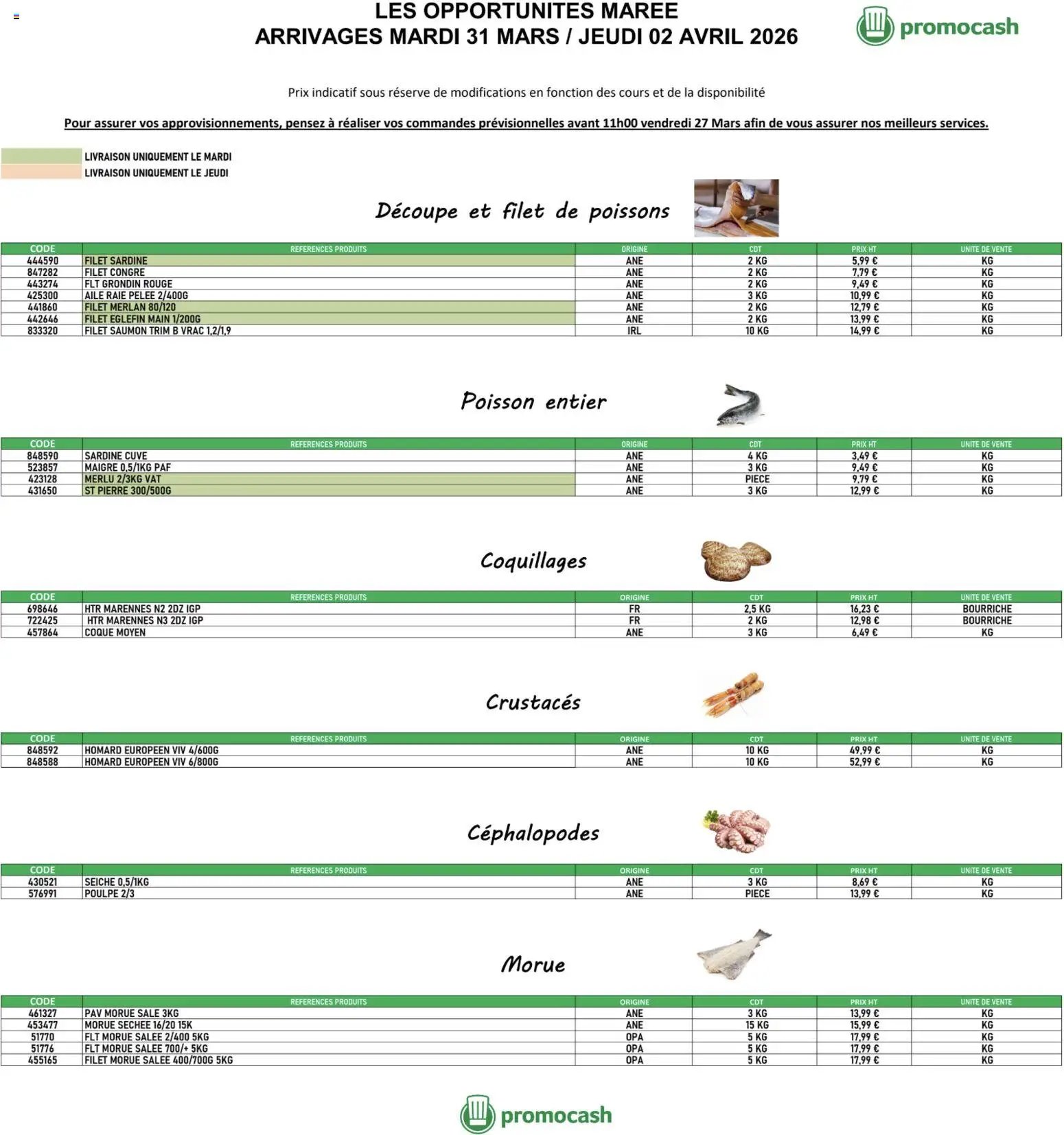 Promocash Opportunités Marée (2026-03-31 - 2026-04-02)