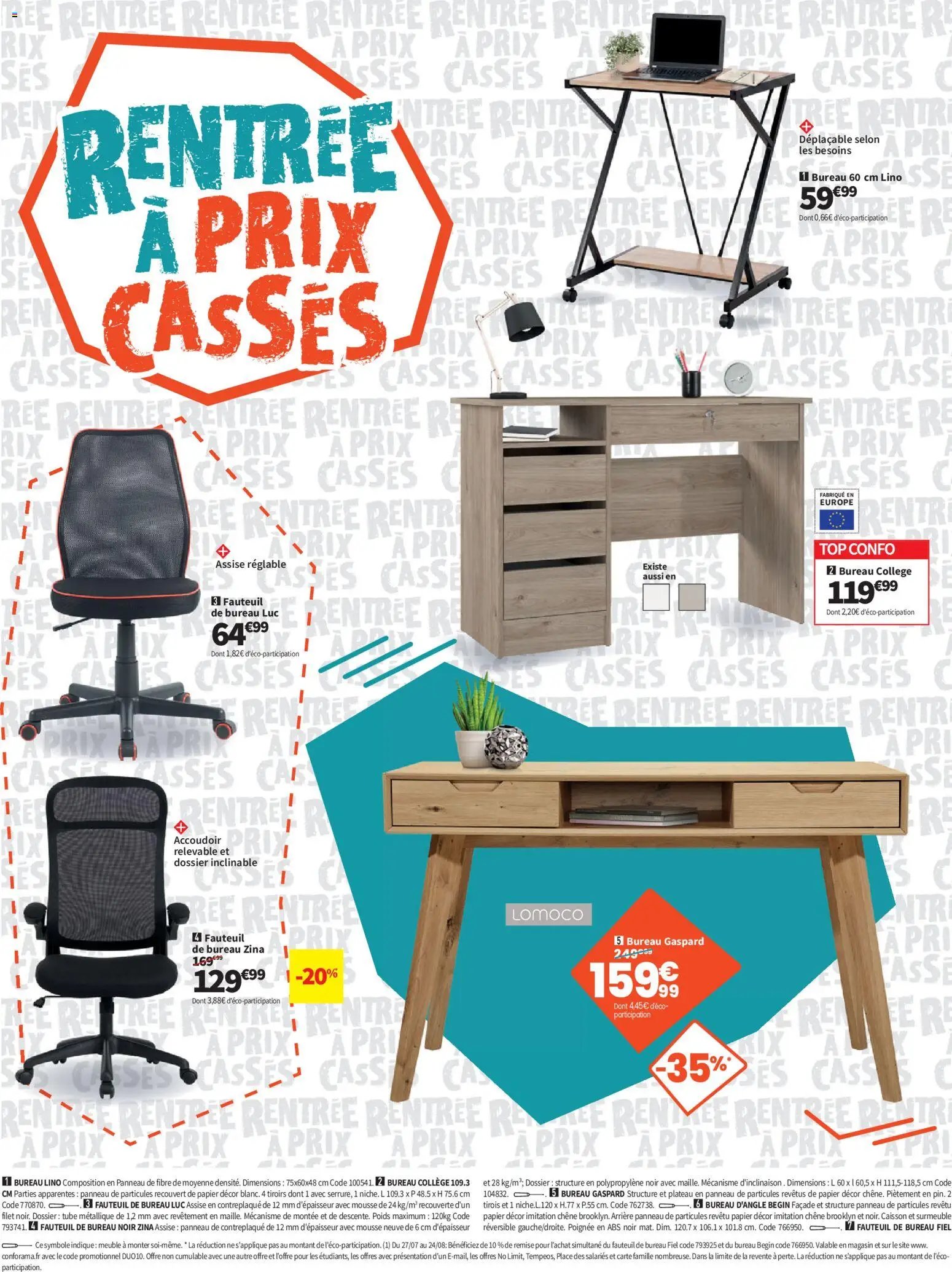 Conforama Rentrée à prix cassés