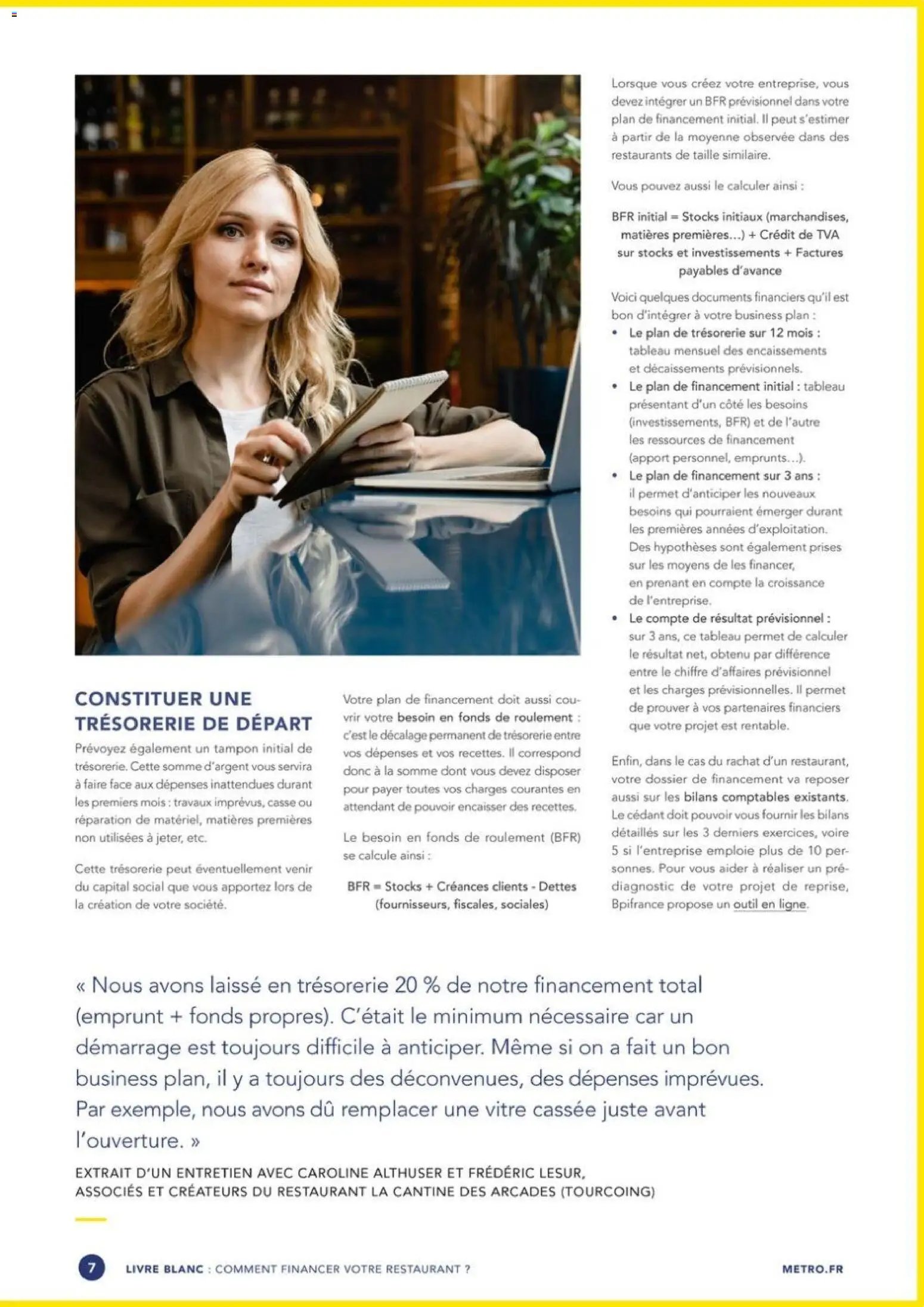 METRO - Guide financer son restaurant