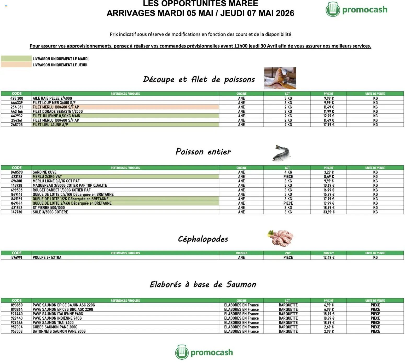 Promocash Opportunités Marée