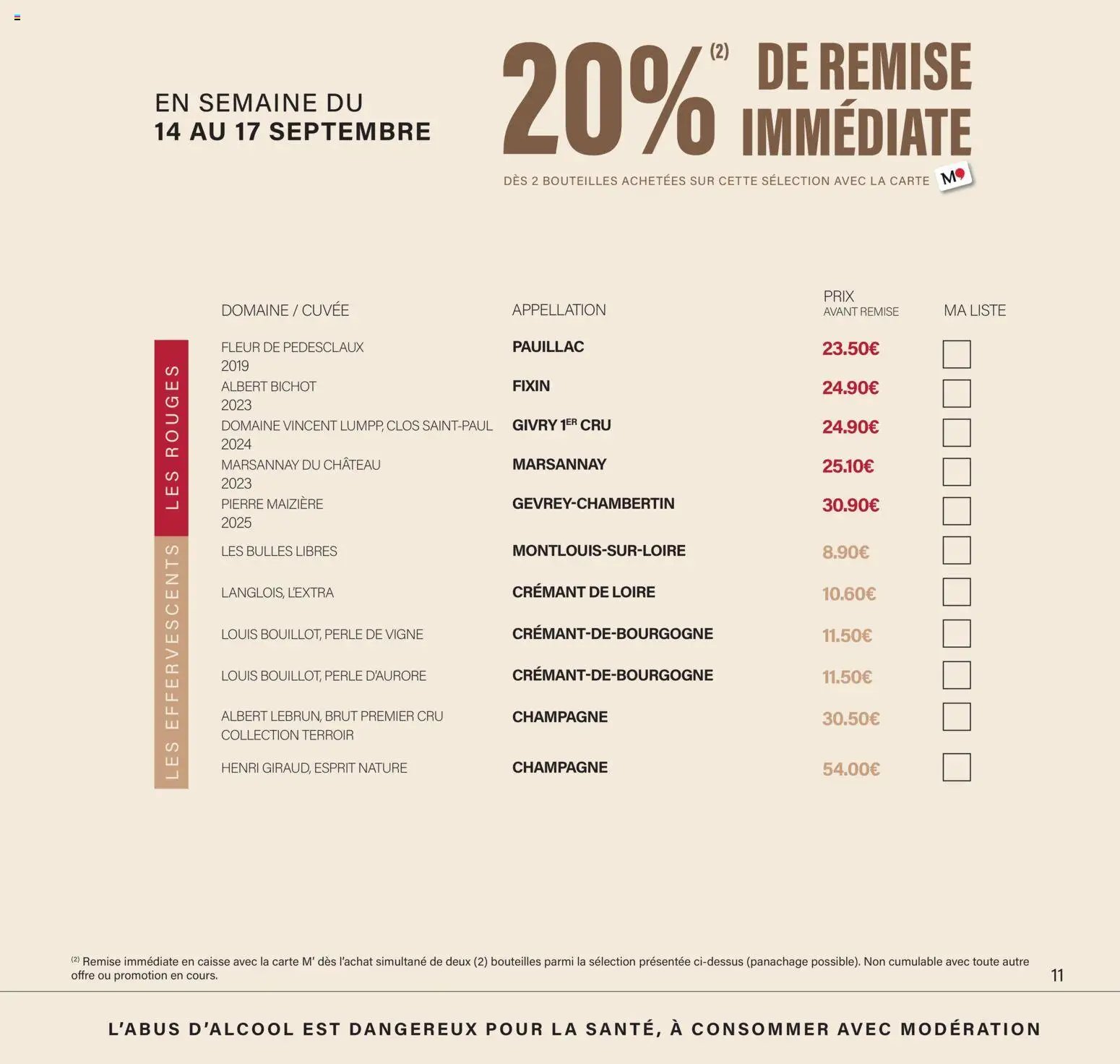 Monoprix - Calendrier foire aux vins