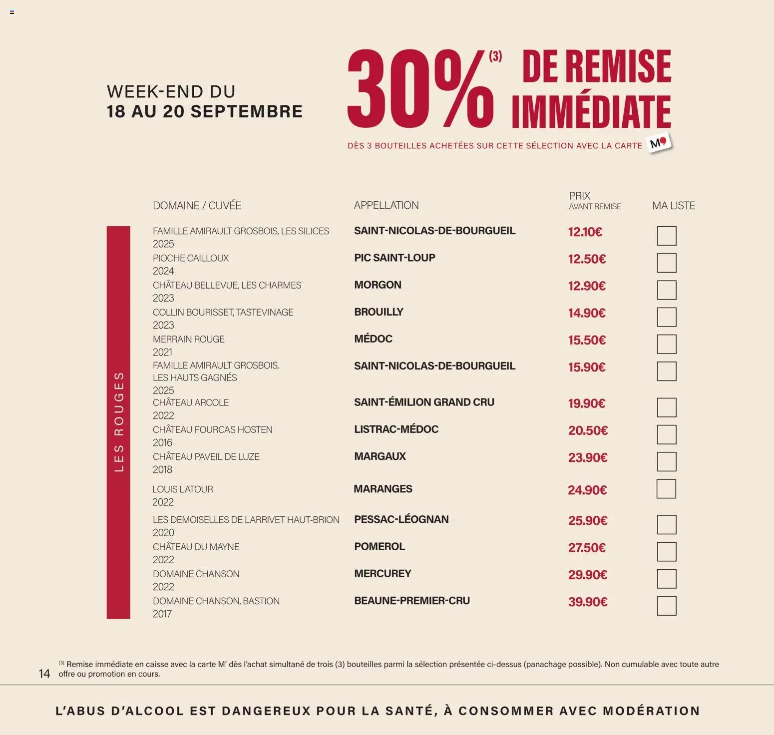 Monoprix - Calendrier foire aux vins