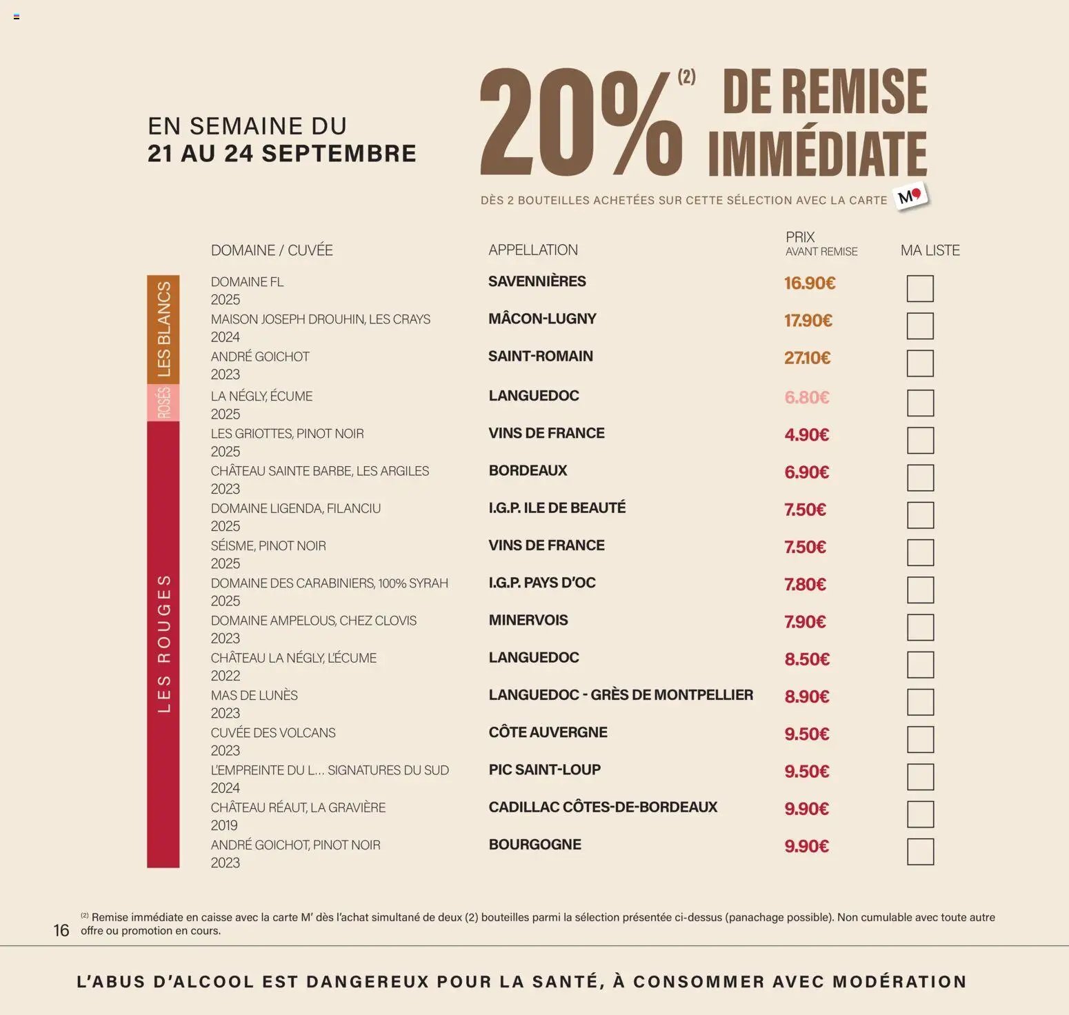 Monoprix - Calendrier foire aux vins