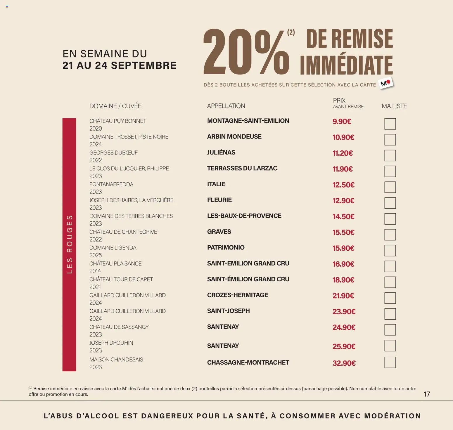 Monoprix - Calendrier foire aux vins