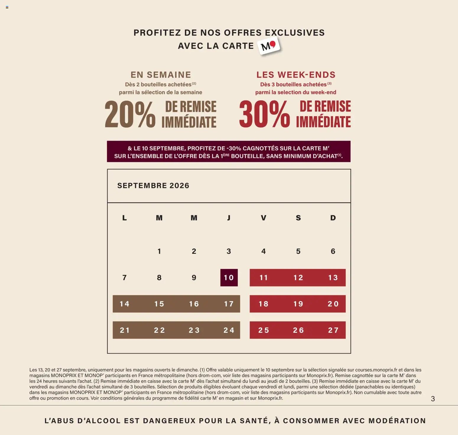 Monoprix - Calendrier foire aux vins