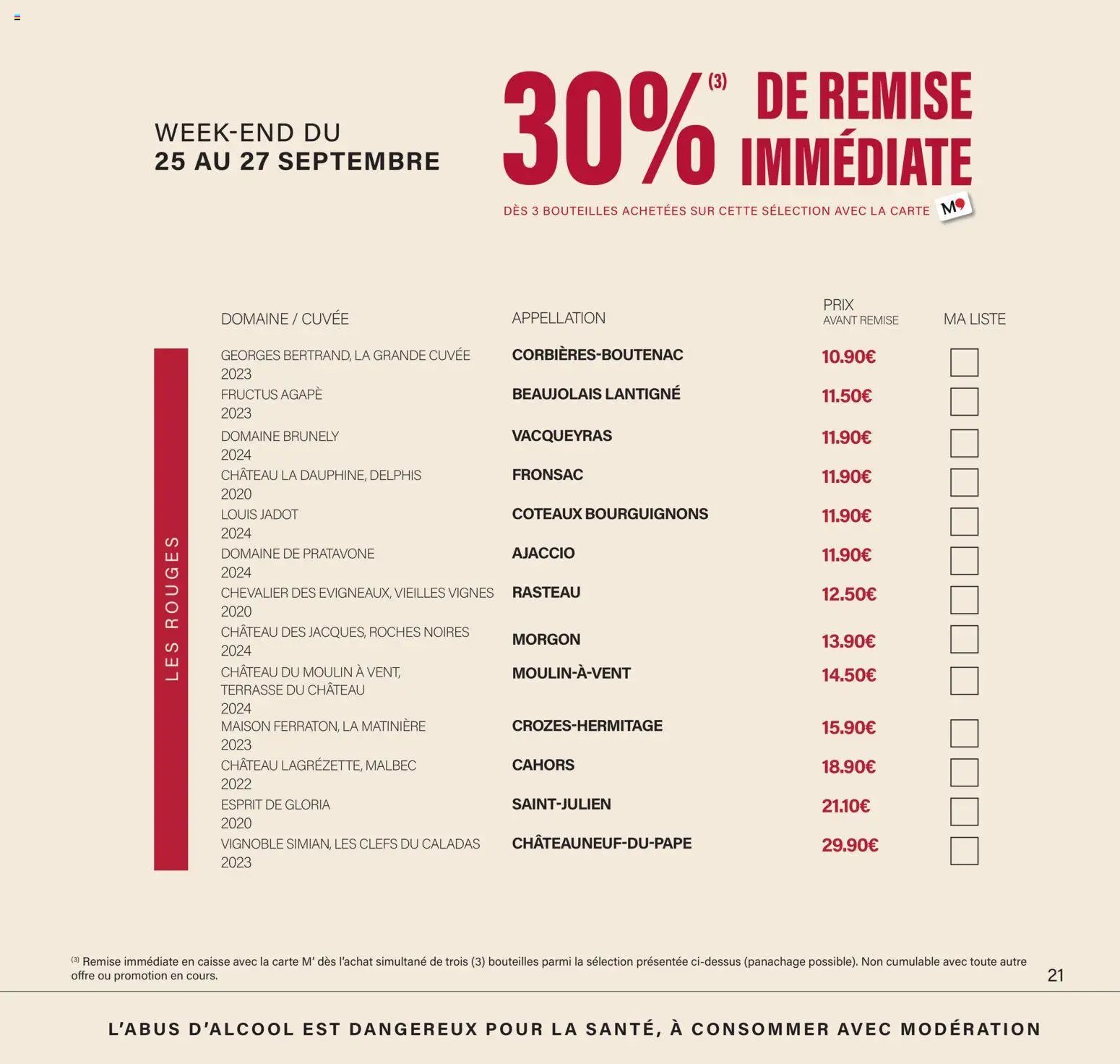 Monoprix - Calendrier foire aux vins