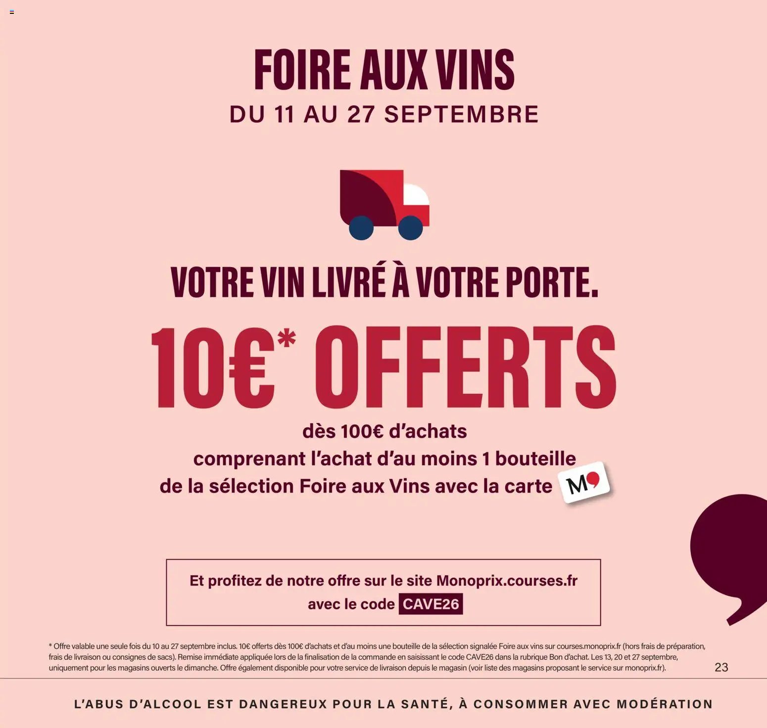 Monoprix - Calendrier foire aux vins