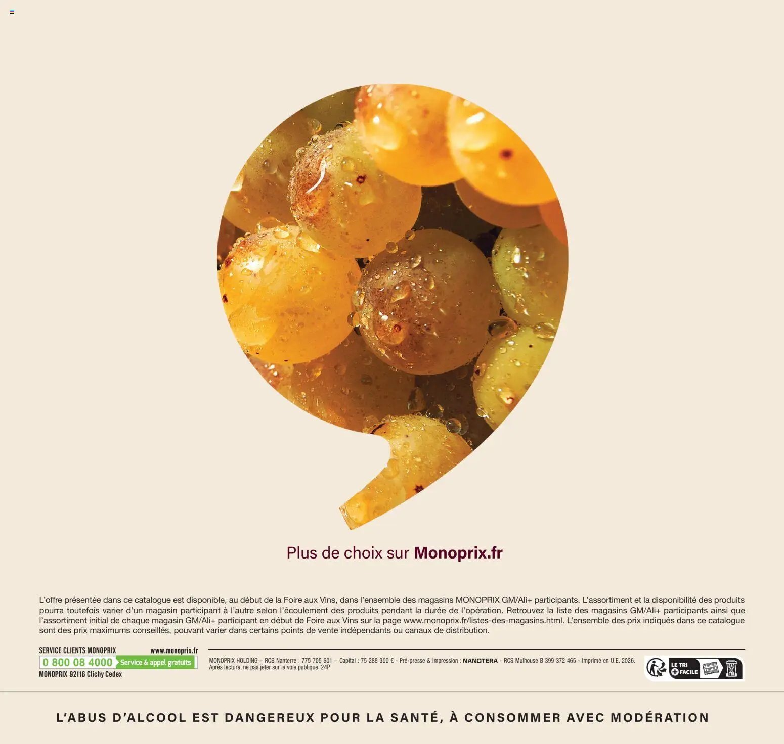 Monoprix - Calendrier foire aux vins