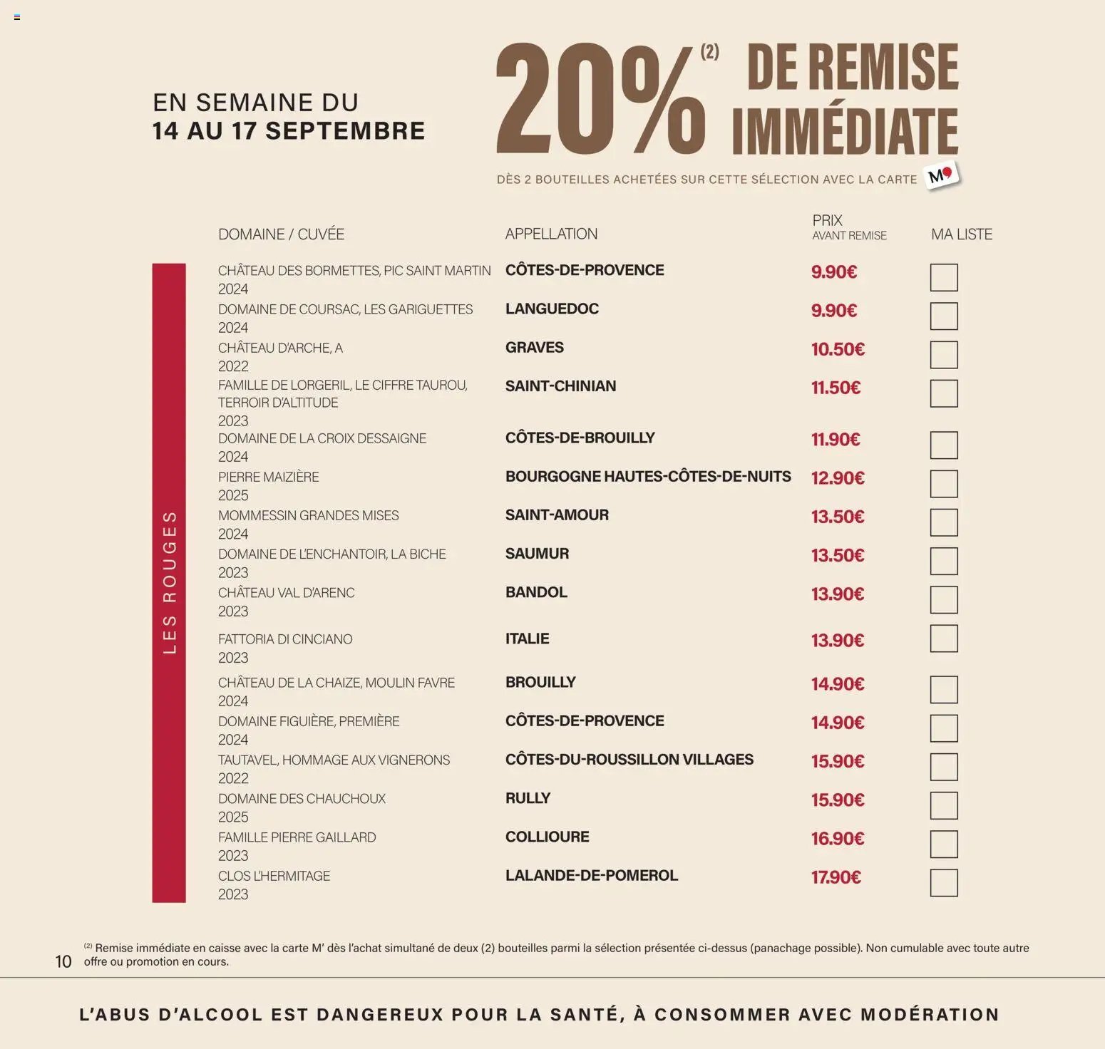 Monoprix - Calendrier foire aux vins