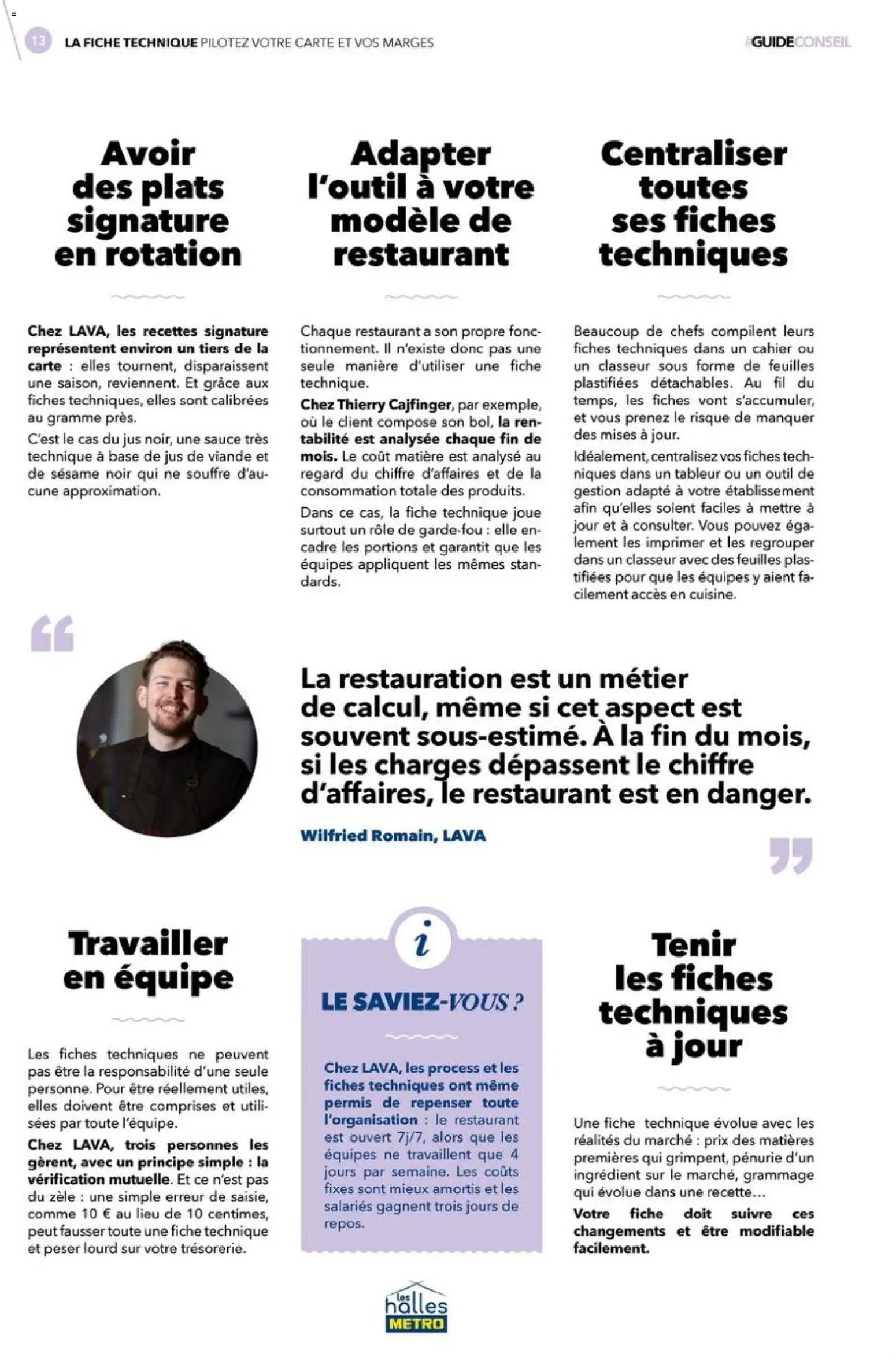METRO - La fiche technique - Pilotez votre carte et vos marges