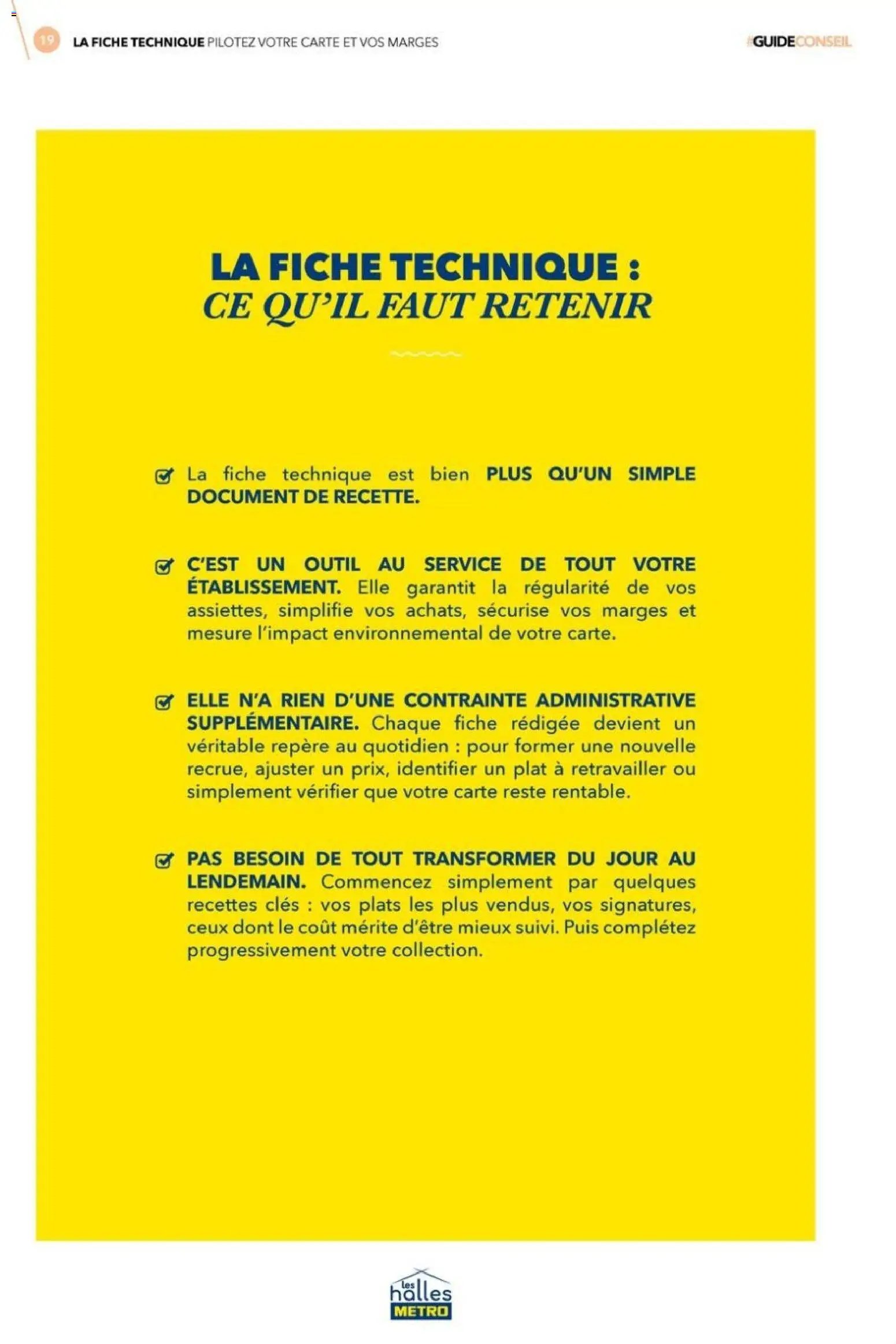 METRO - La fiche technique - Pilotez votre carte et vos marges