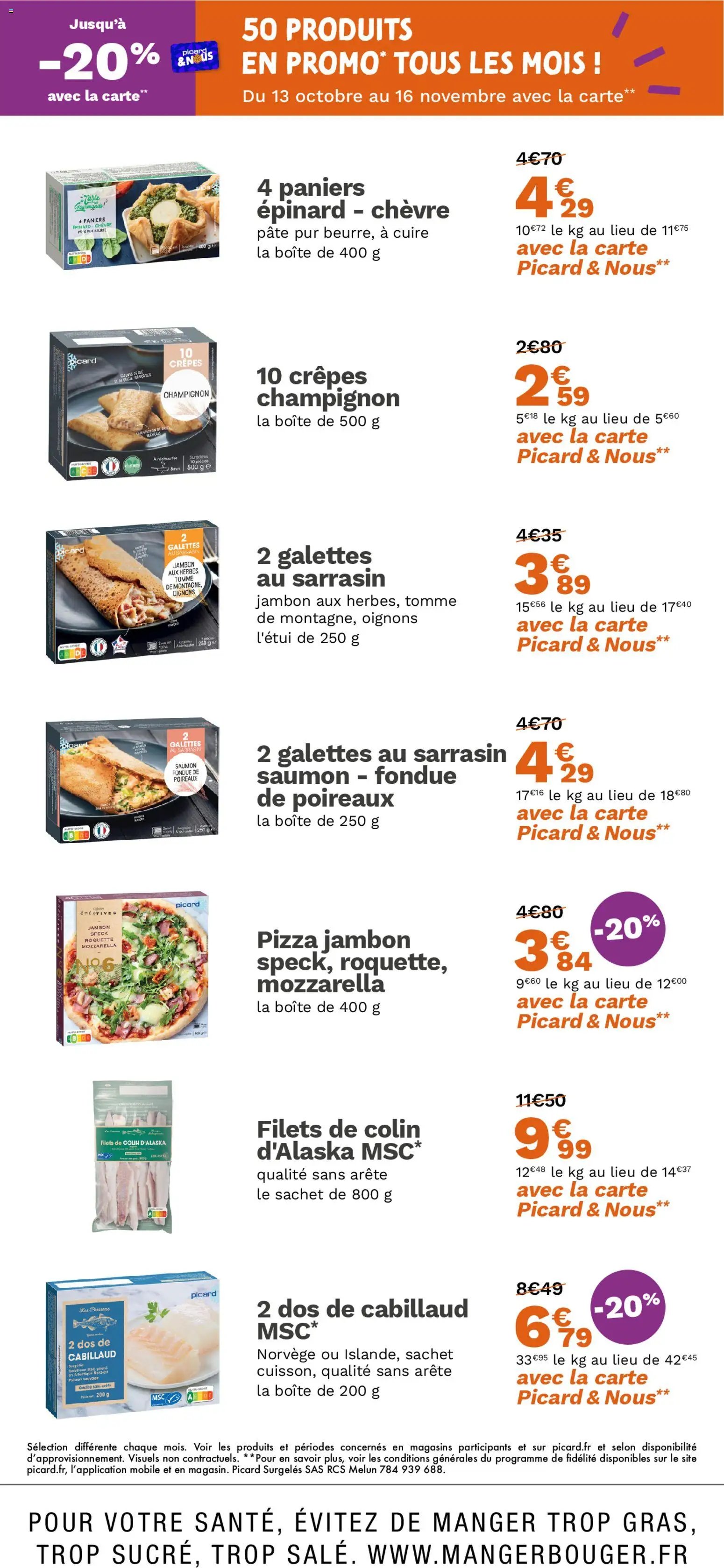 Picard catalogue 50 produits en promo tous les mois