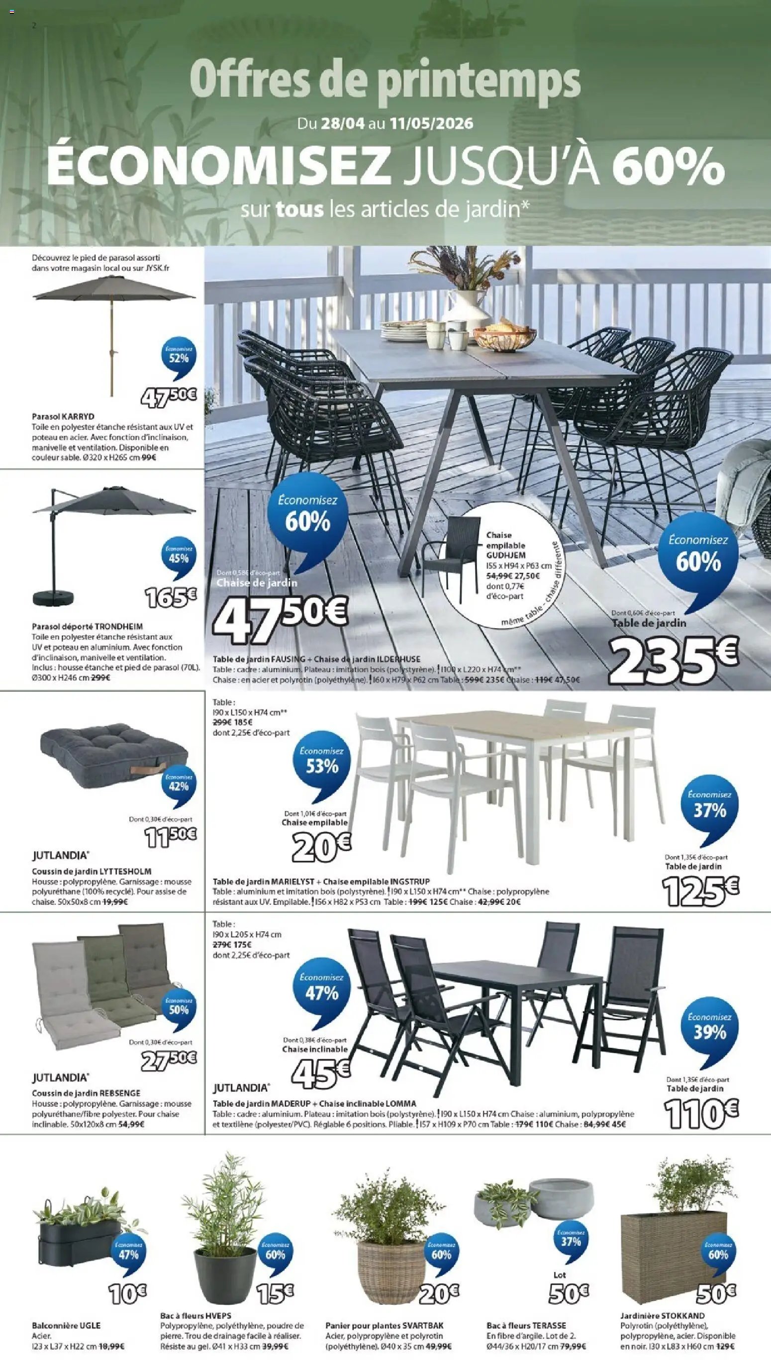 Jysk offres de printemps (2026-04-28 - 2026-05-11)