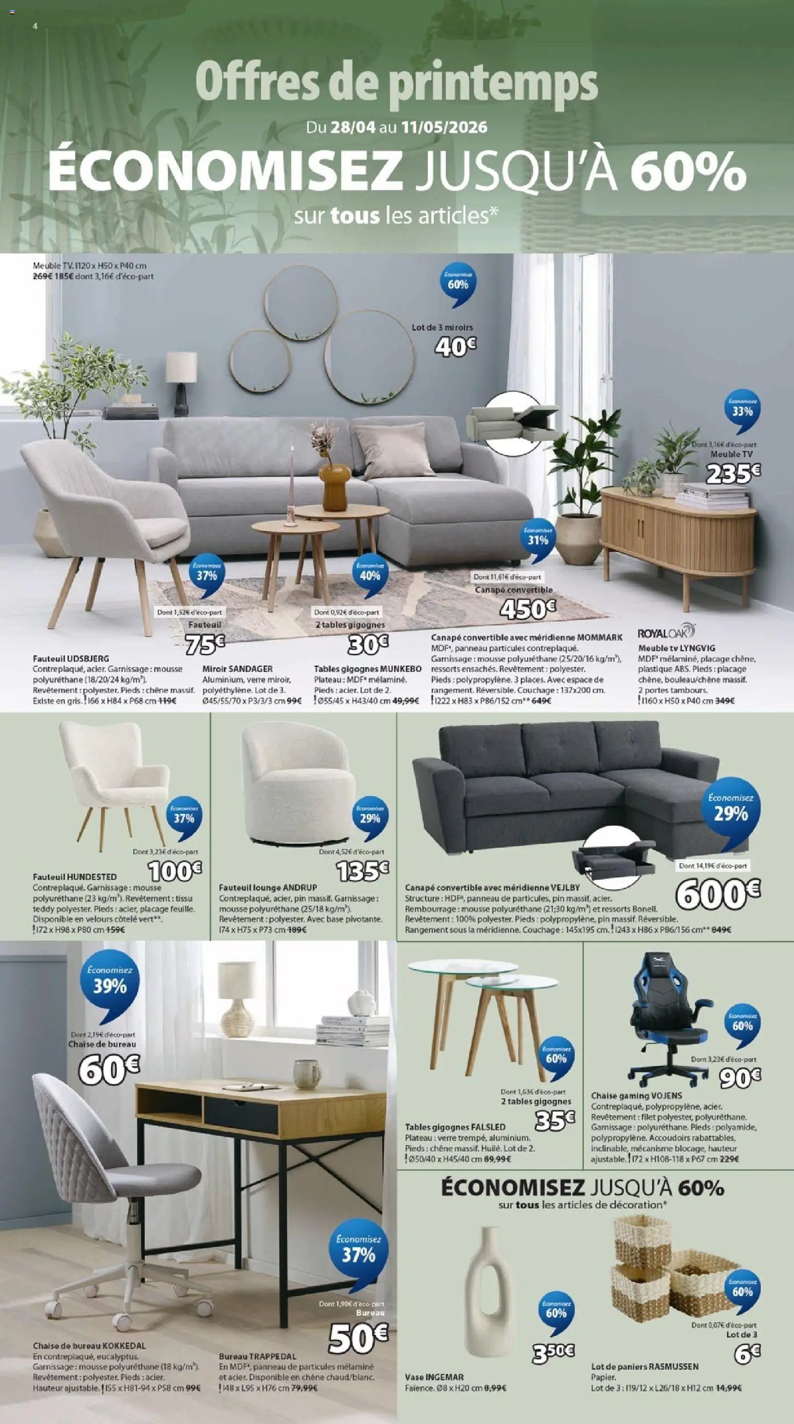 Jysk offres de printemps (2026-04-28 - 2026-05-11)