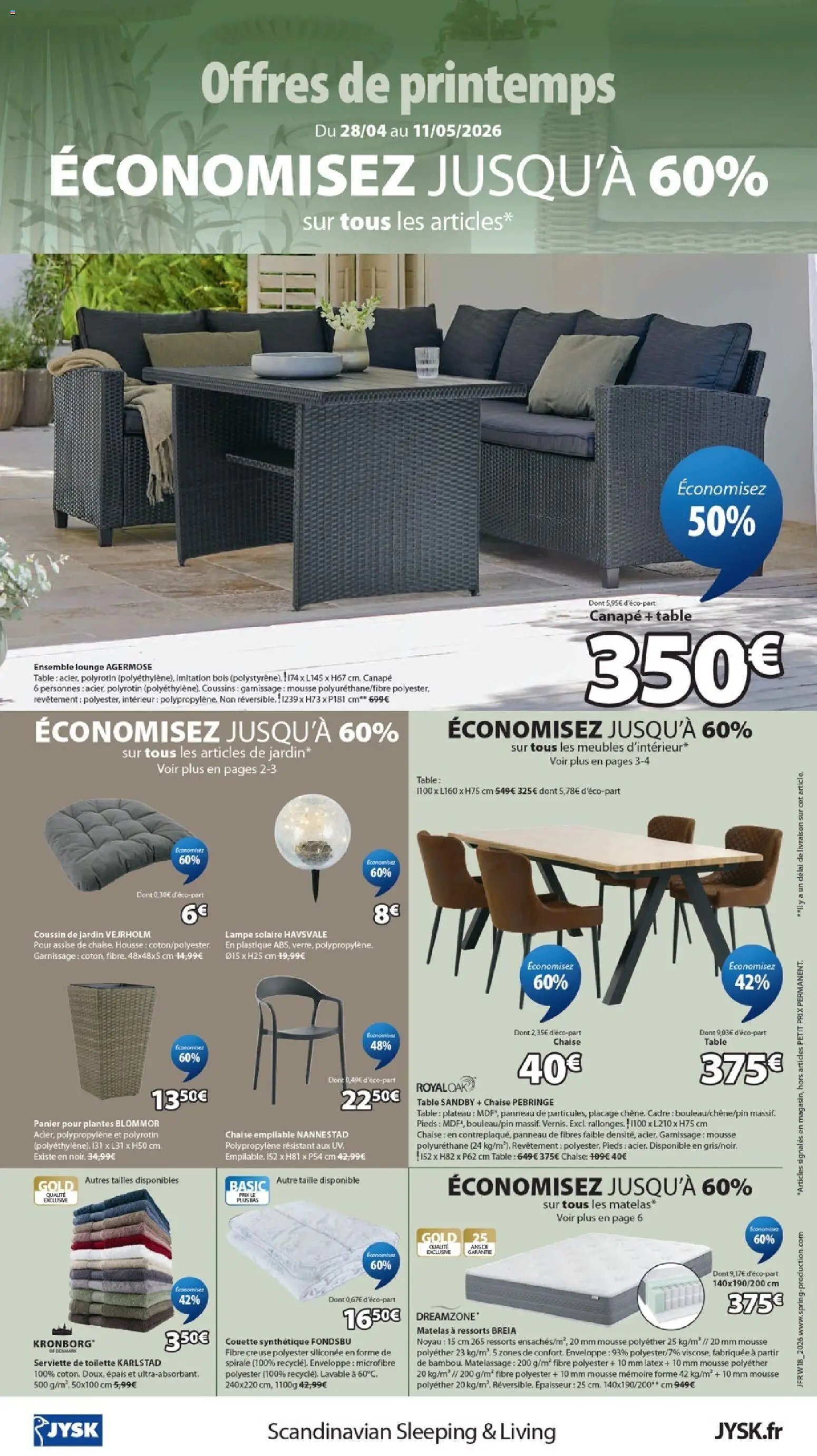 Jysk offres de printemps (2026-04-28 - 2026-05-11)