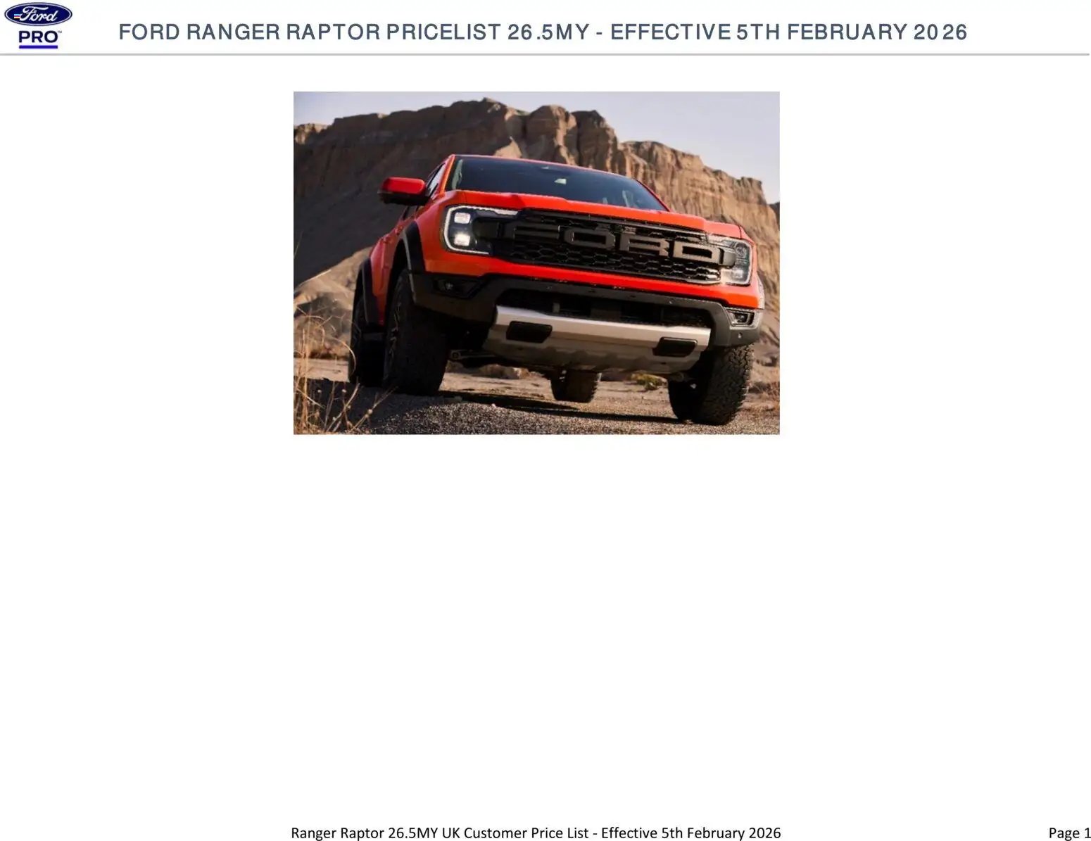 Ford - Ranger Raptor (2026-02-05 - 2026-12-31) | 1