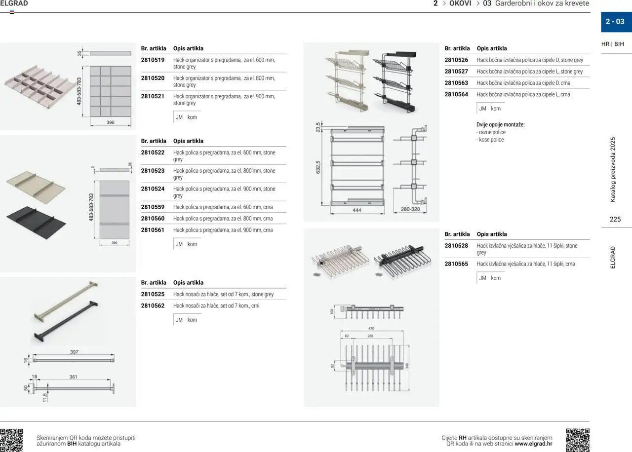 Elgrad - Garderobni i okov za krevete