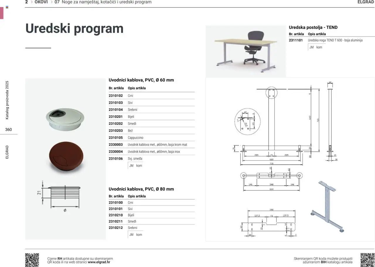 Elgrad - Noge za namještaj, kotačići i uredski program