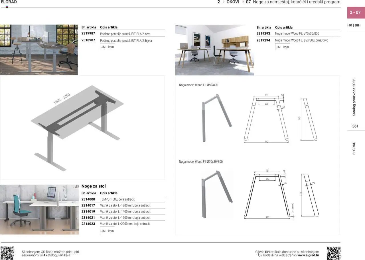 Elgrad - Noge za namještaj, kotačići i uredski program