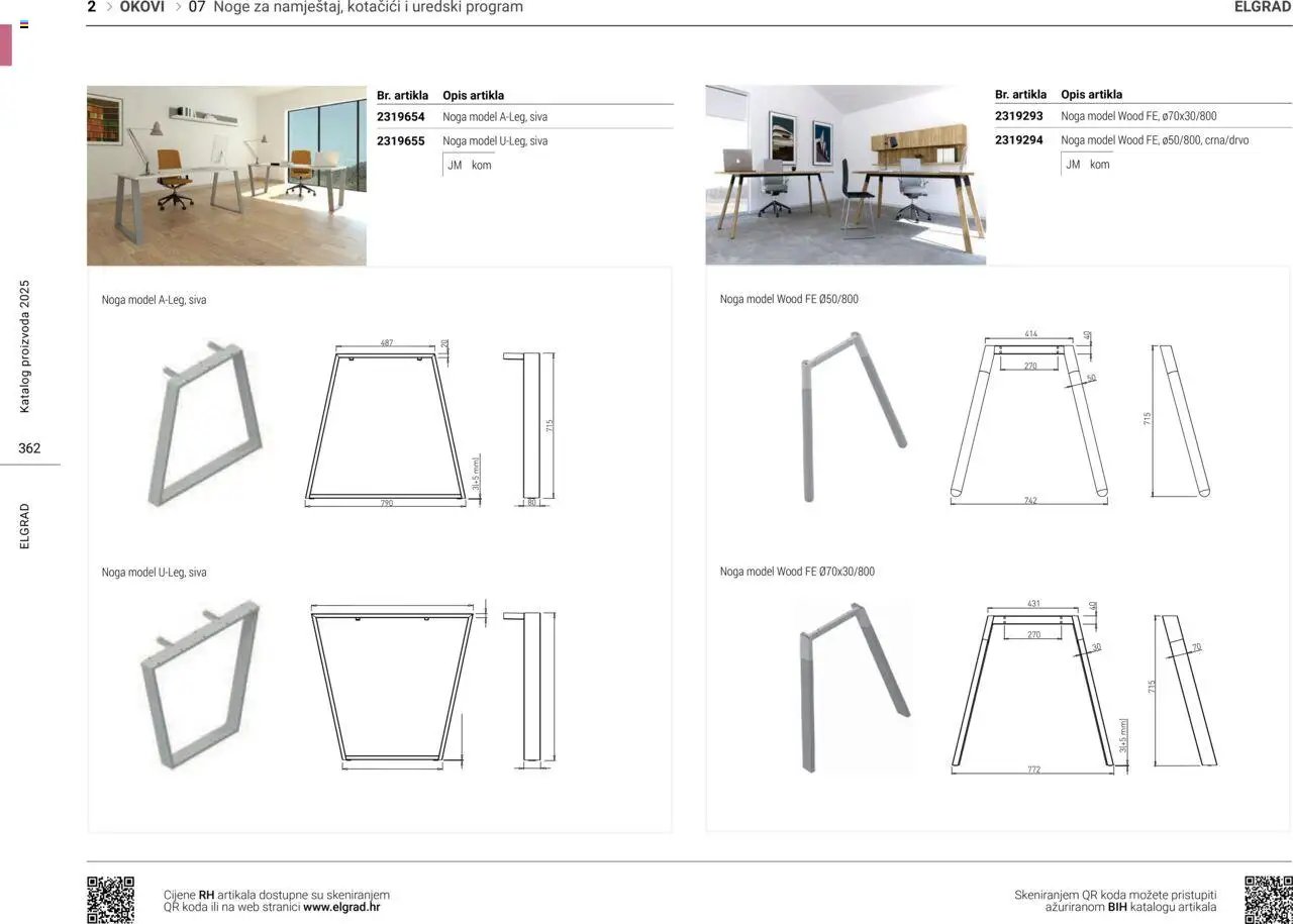 Elgrad - Noge za namještaj, kotačići i uredski program
