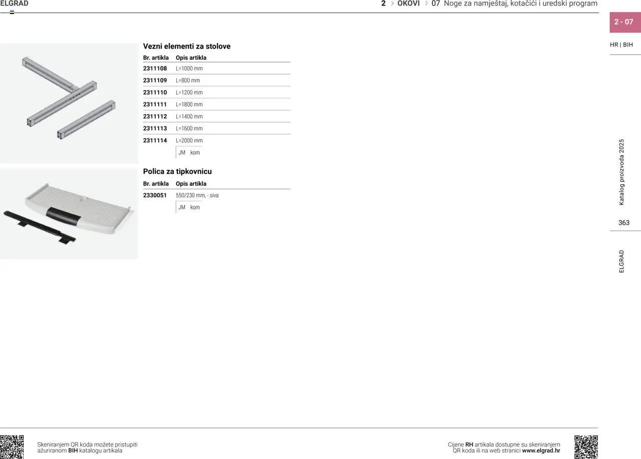 Elgrad - Noge za namještaj, kotačići i uredski program