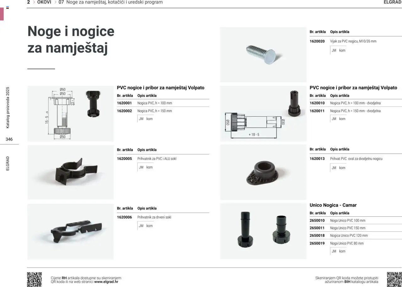 Elgrad - Noge za namještaj, kotačići i uredski program