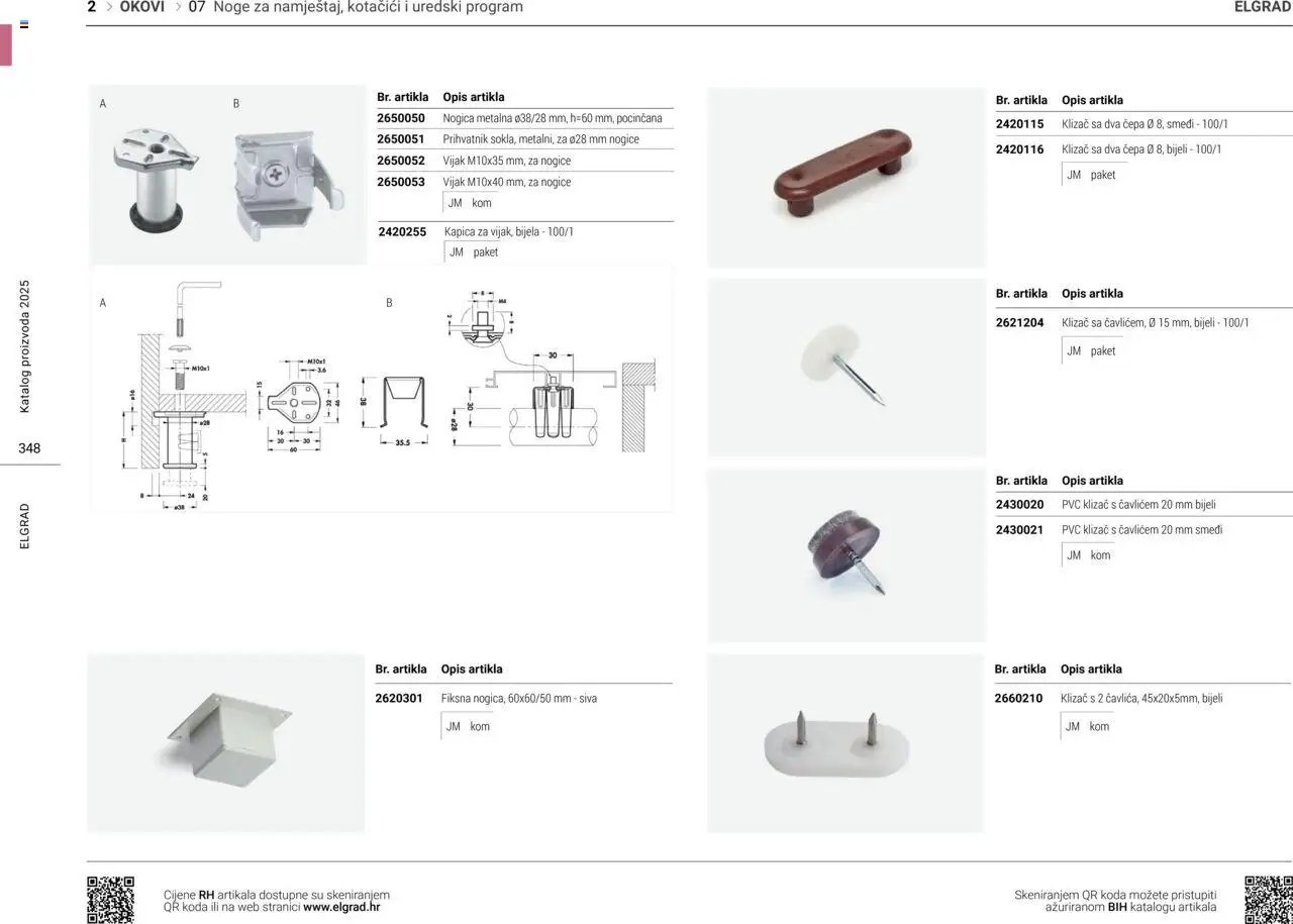 Elgrad - Noge za namještaj, kotačići i uredski program