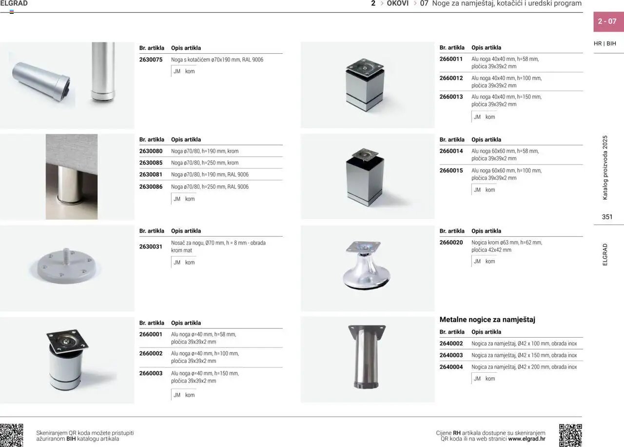 Elgrad - Noge za namještaj, kotačići i uredski program