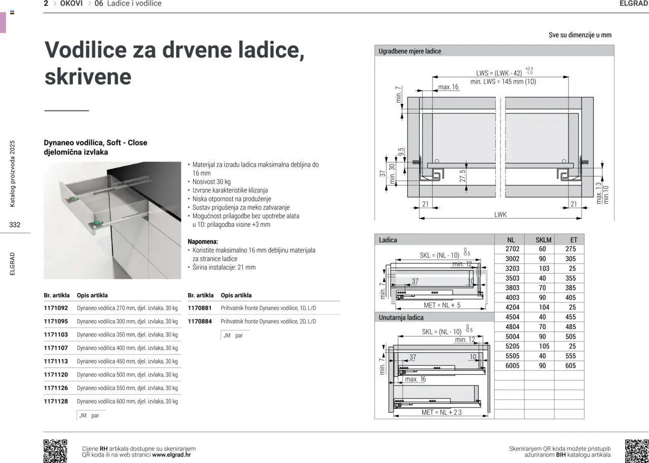 Elgrad - Ladice i vodilice