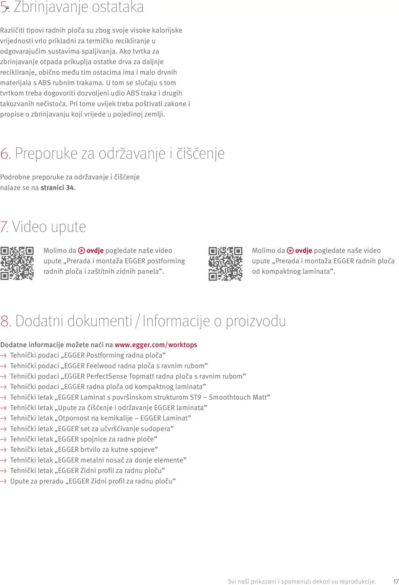 Elgrad - Egger radne ploče – Upute za preradu i dodaci