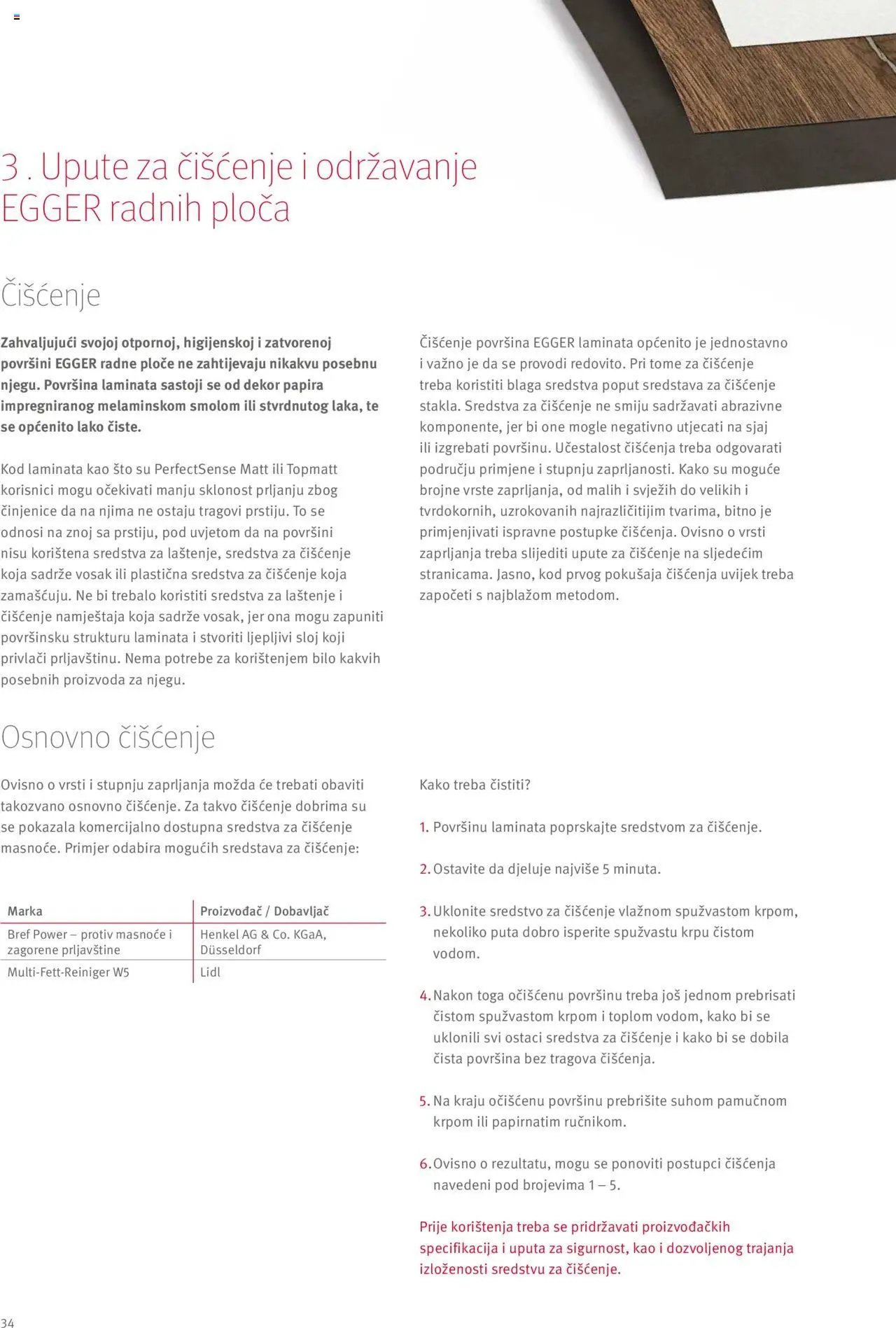 Elgrad - Egger radne ploče – Upute za preradu i dodaci