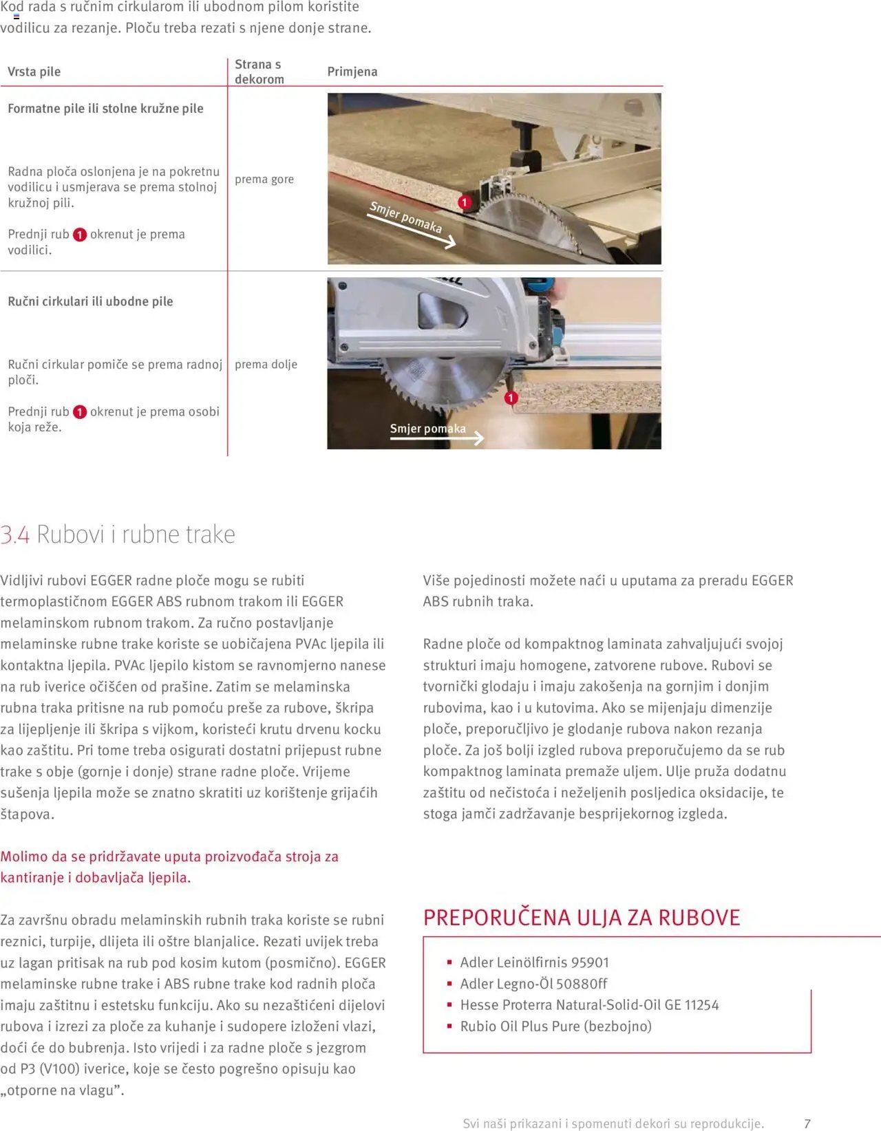 Elgrad - Egger radne ploče – Upute za preradu i dodaci