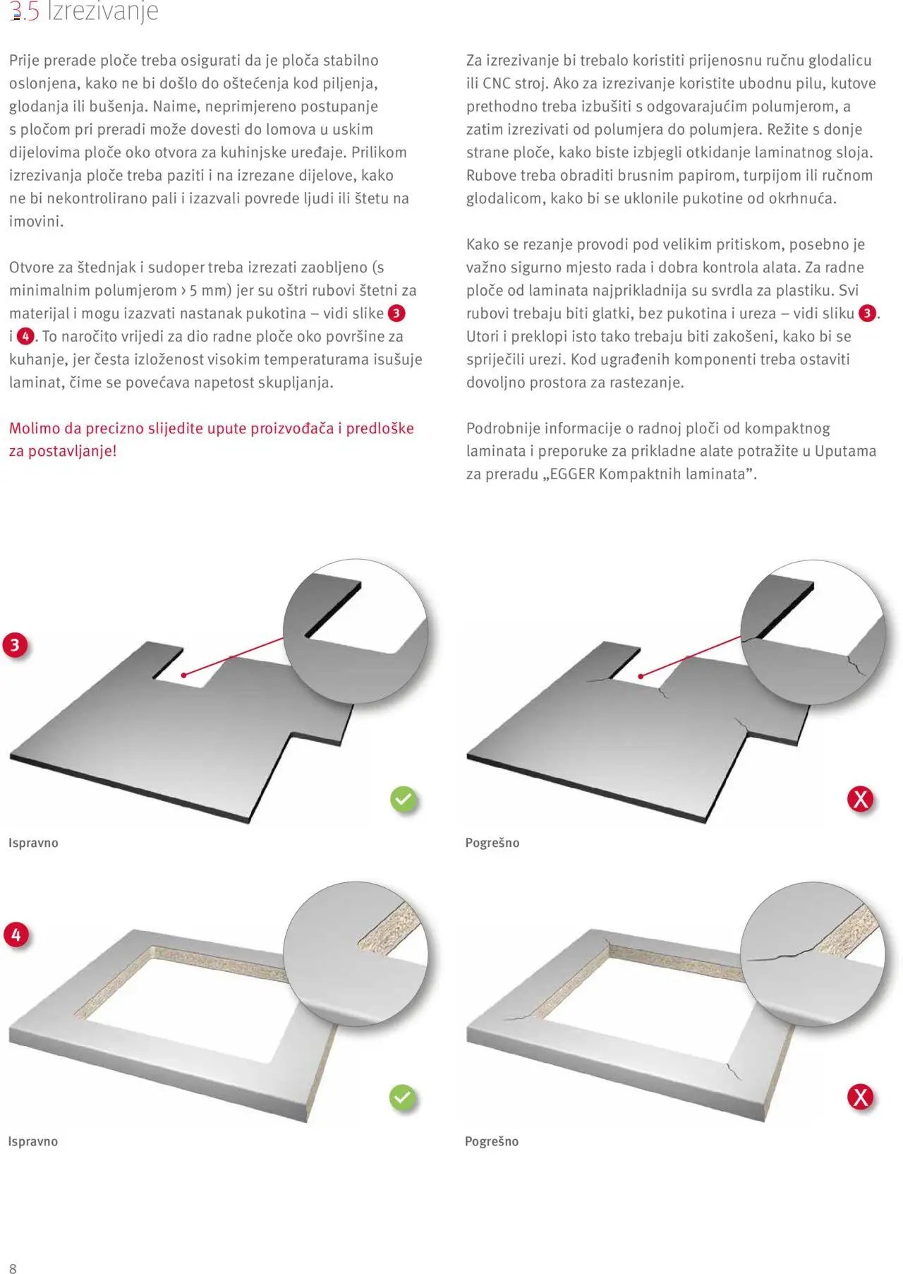 Elgrad - Egger radne ploče – Upute za preradu i dodaci