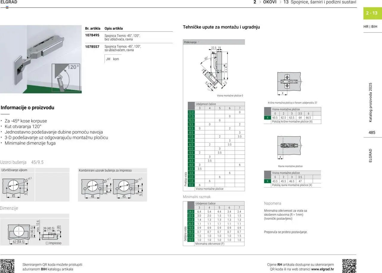 Elgrad - Spojnice, šarniri i podizni sustavi