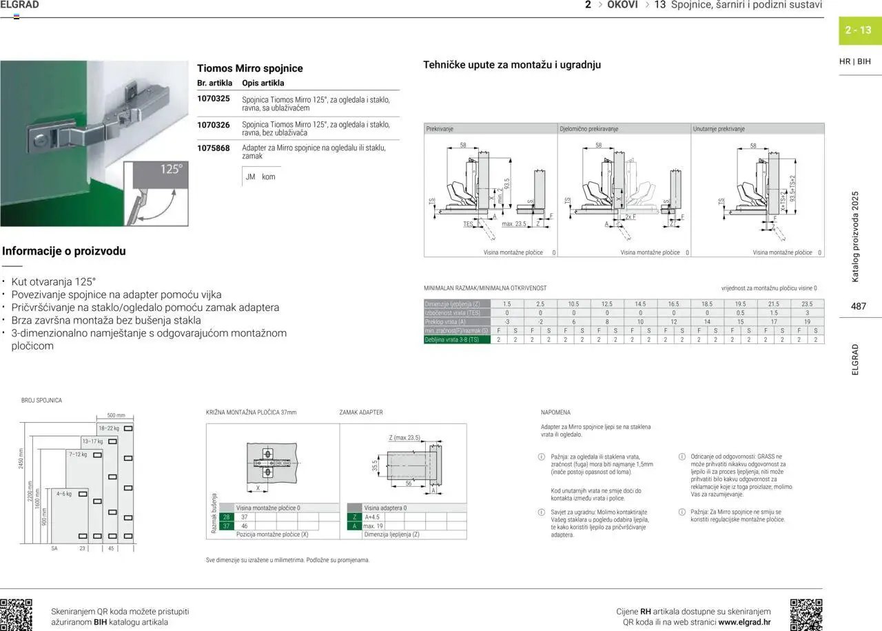Elgrad - Spojnice, šarniri i podizni sustavi