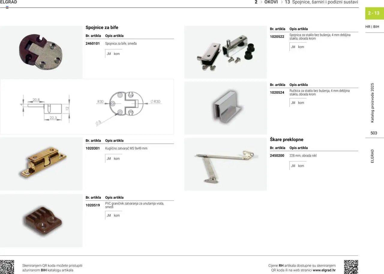 Elgrad - Spojnice, šarniri i podizni sustavi