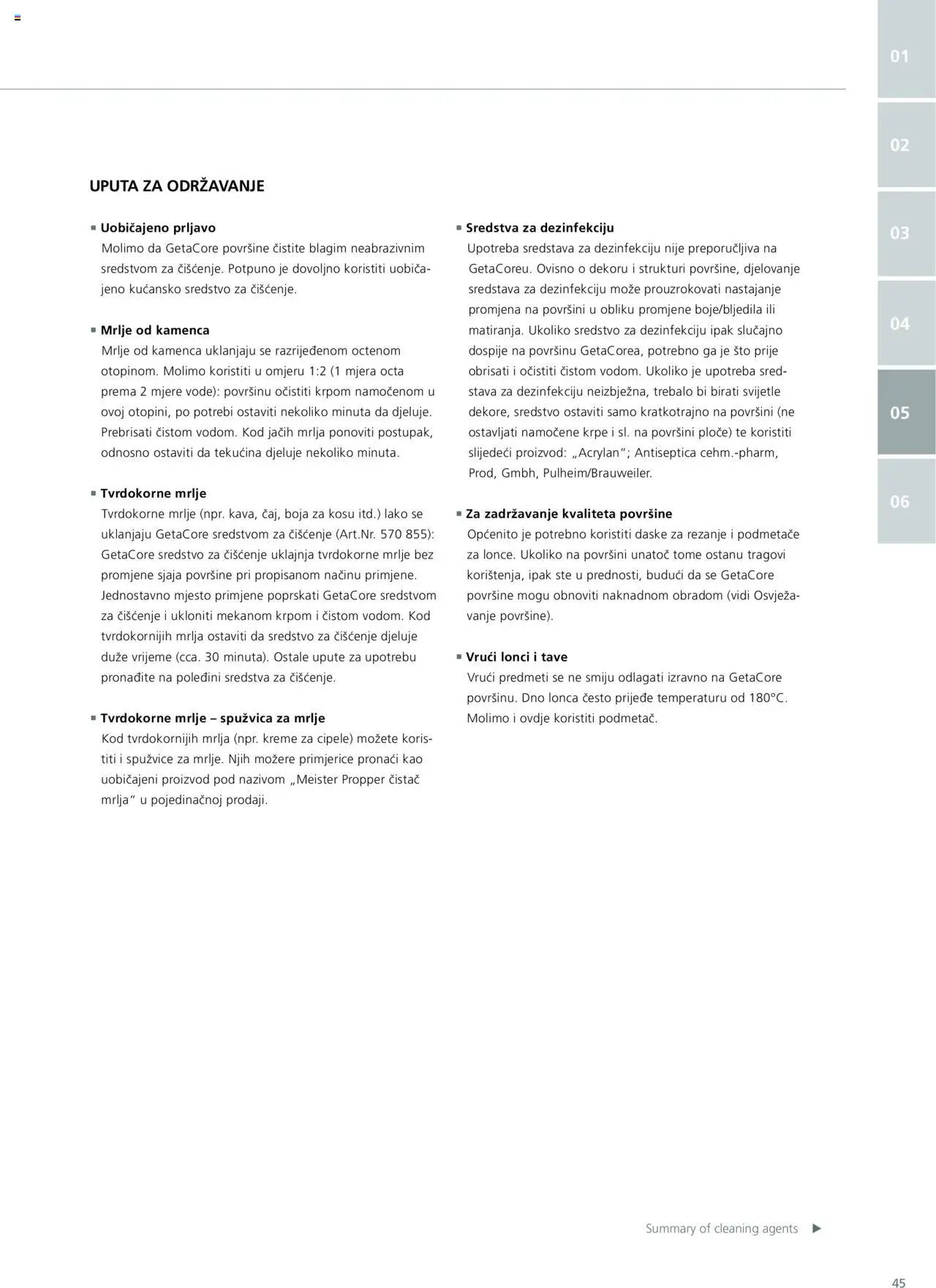 Elgrad - Getacore upute za obradu i održavanje