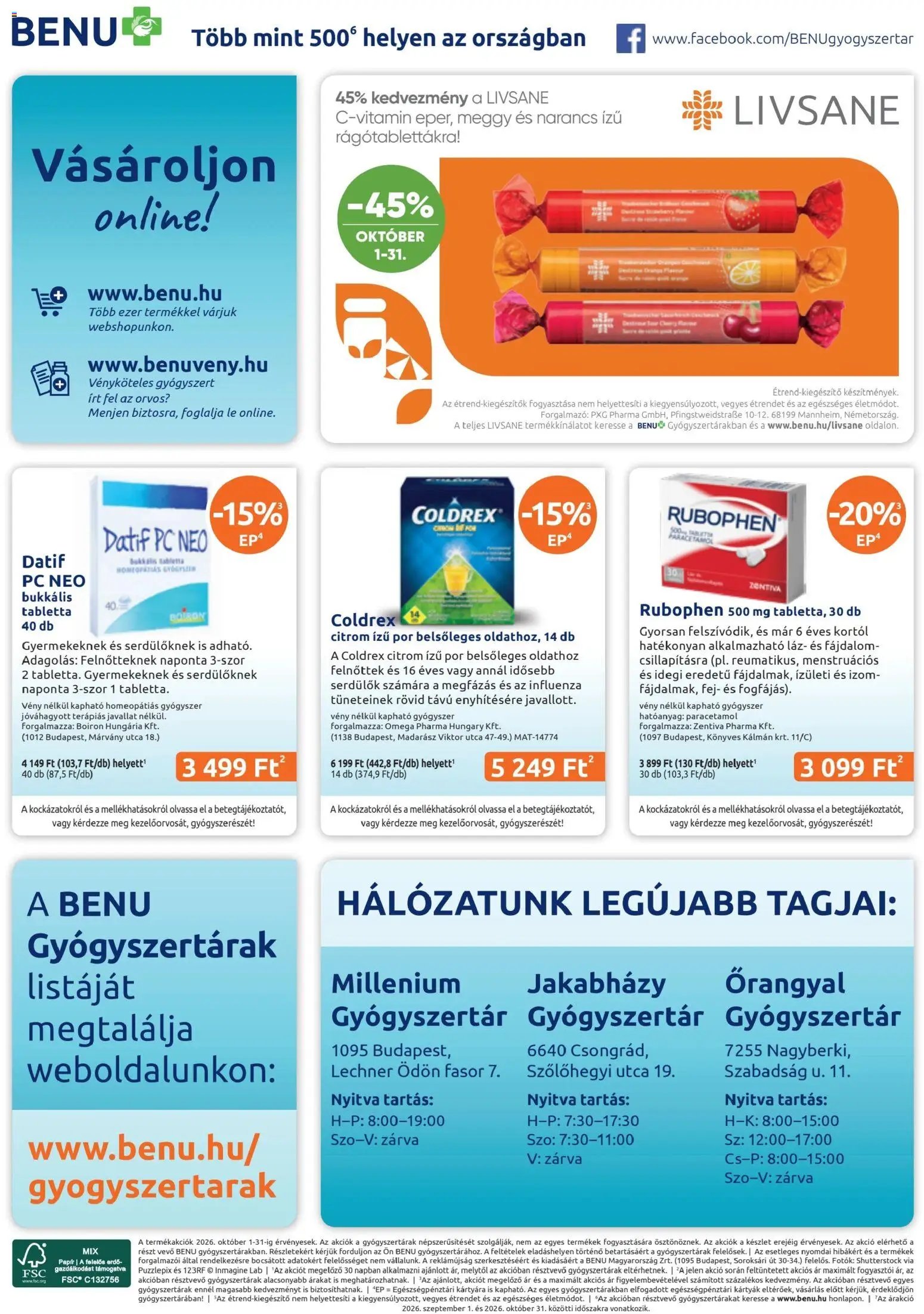 BENU Gyógyszertárak akciós újság