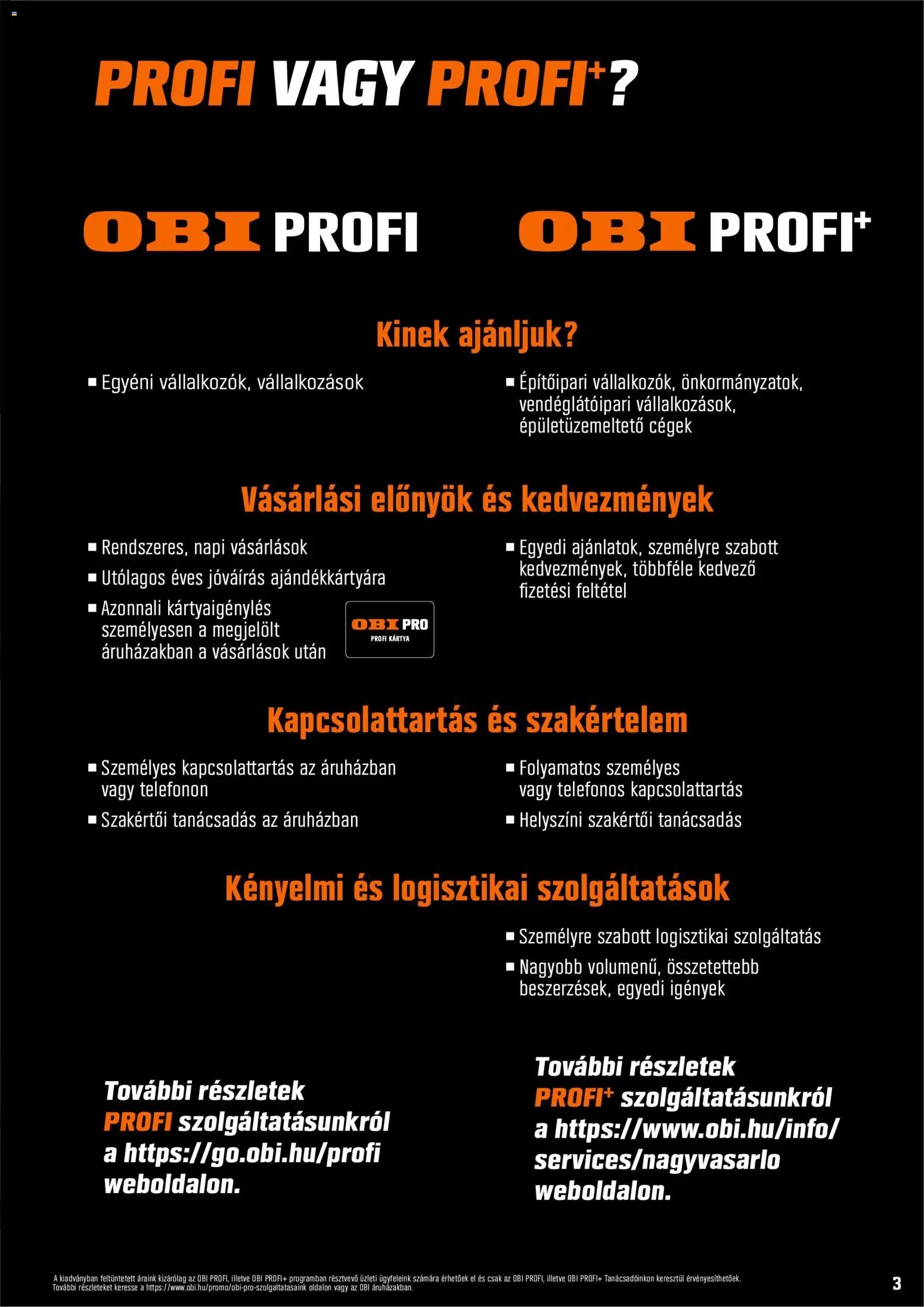 OBI kizárólag üzleti ügyfelek számára