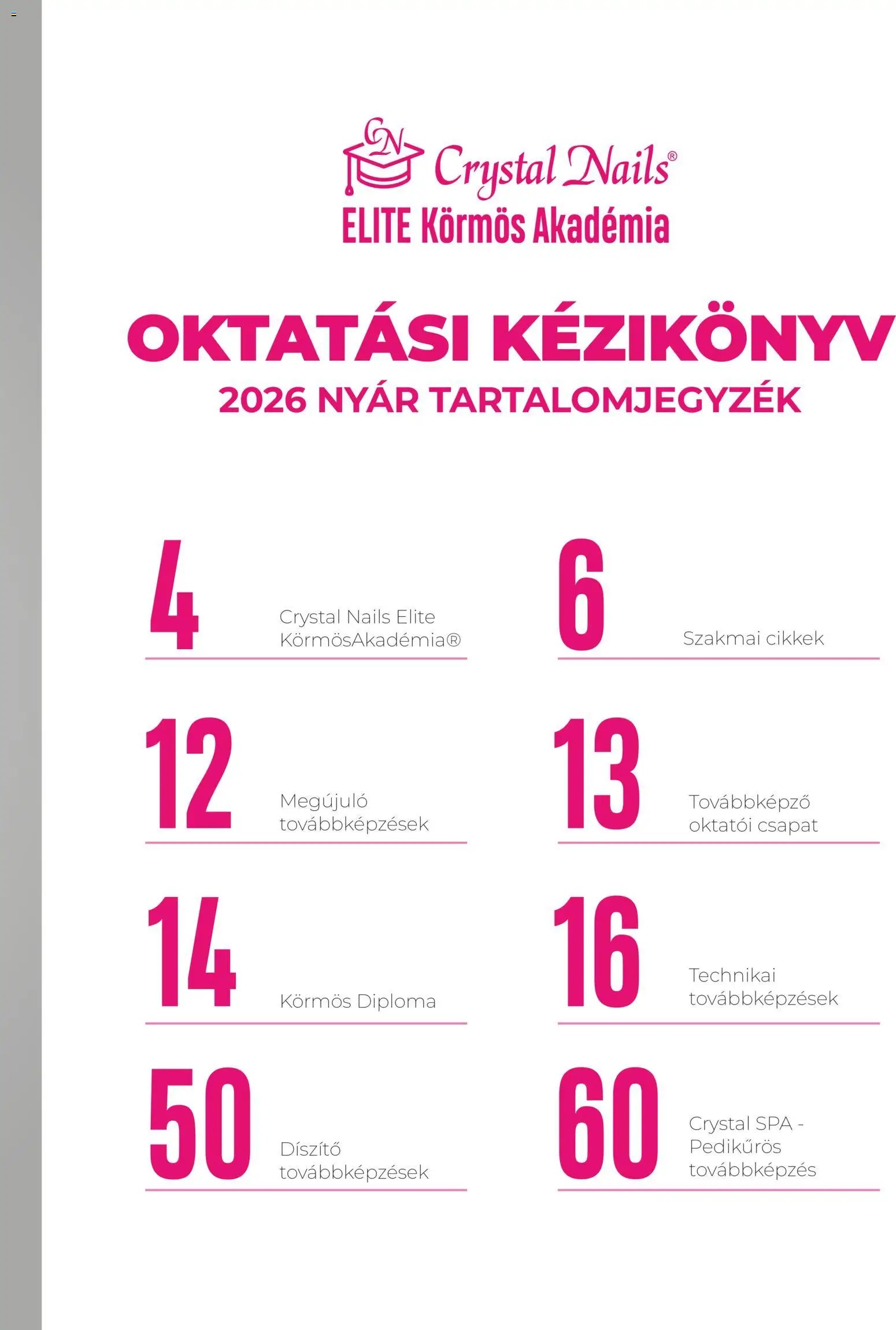 Crystal Nails oktatási kézikönyv 2026 Ősz