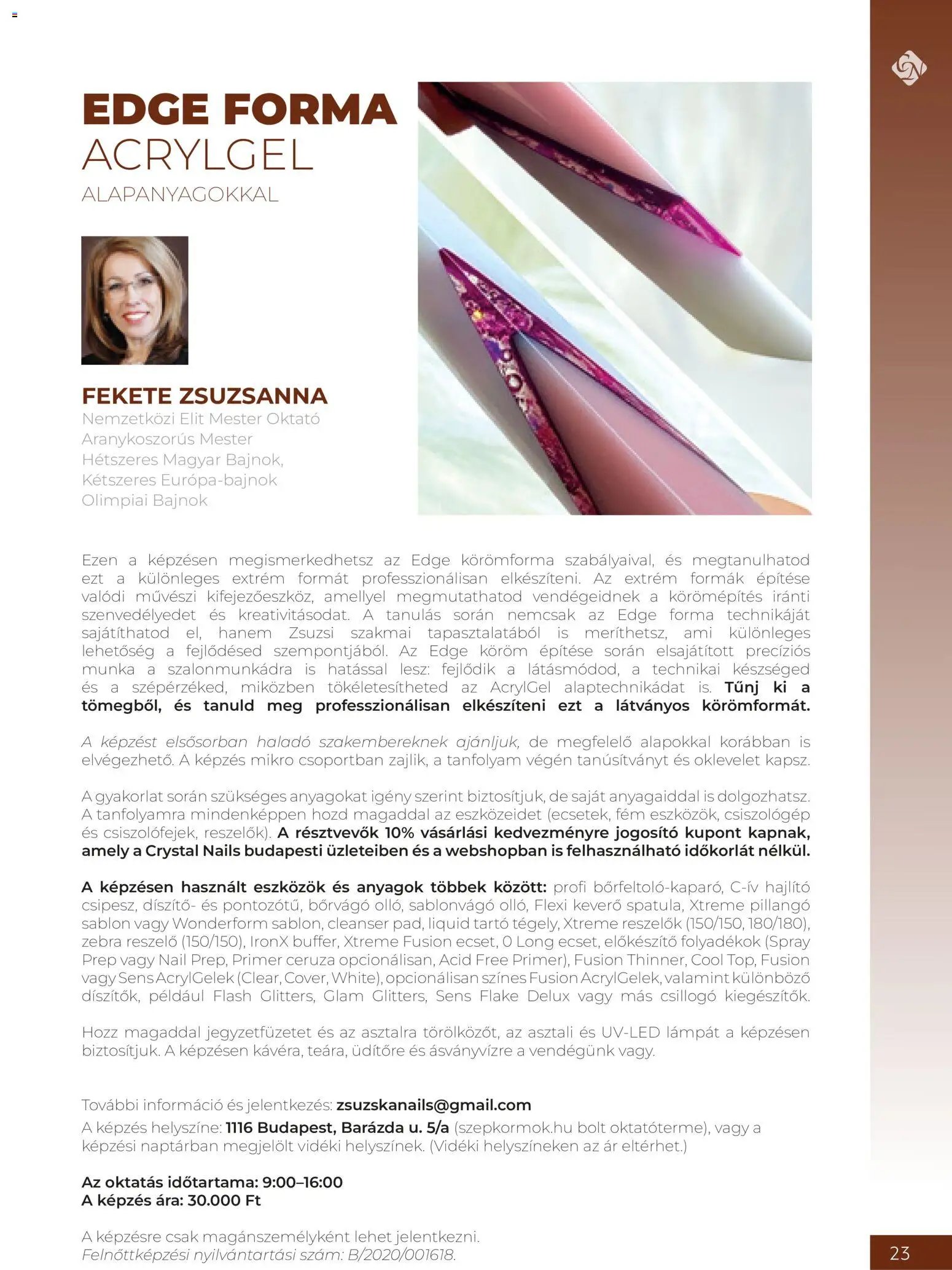 Crystal Nails oktatási kézikönyv 2026 Ősz