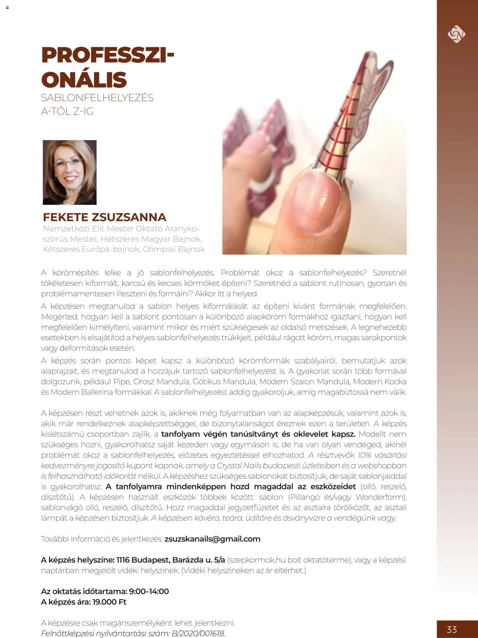 Crystal Nails oktatási kézikönyv 2026 Ősz