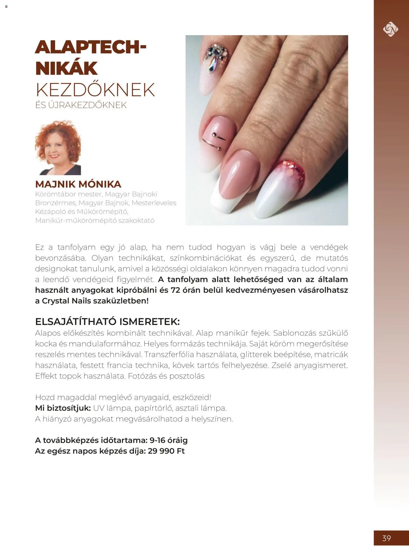 Crystal Nails oktatási kézikönyv 2026 Ősz