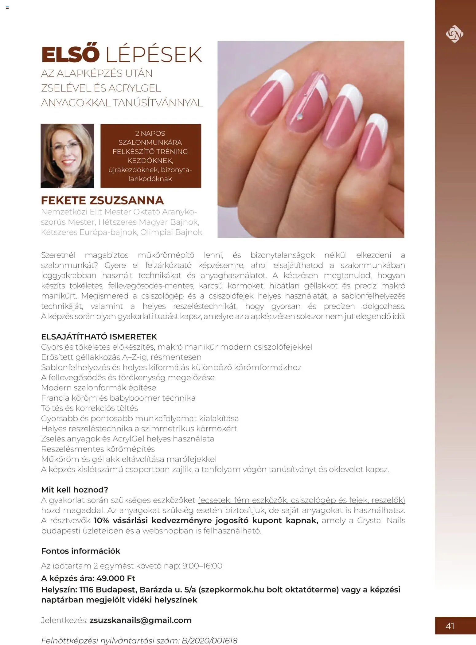 Crystal Nails oktatási kézikönyv 2026 Ősz