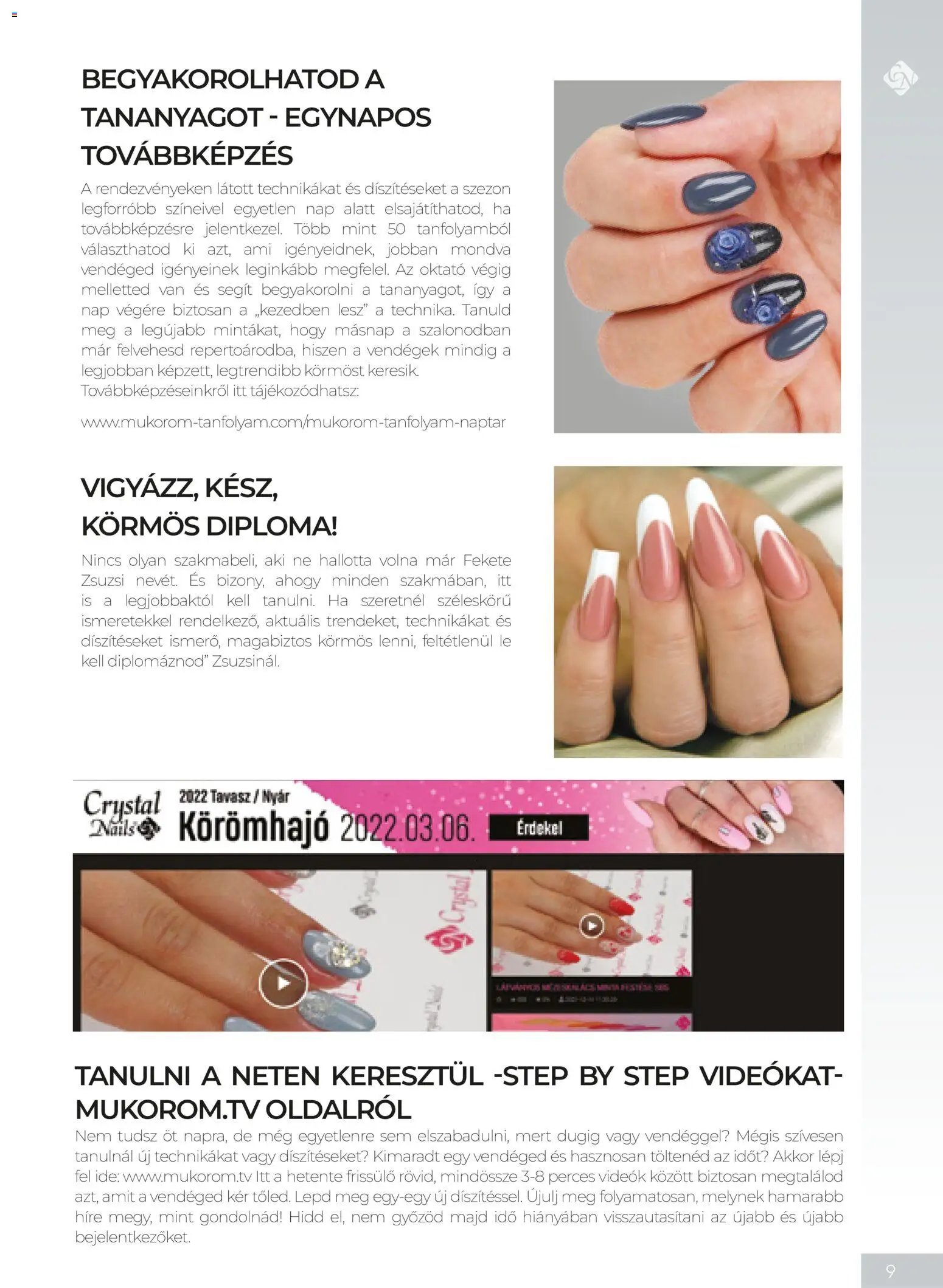 Crystal Nails oktatási kézikönyv 2026 Ősz