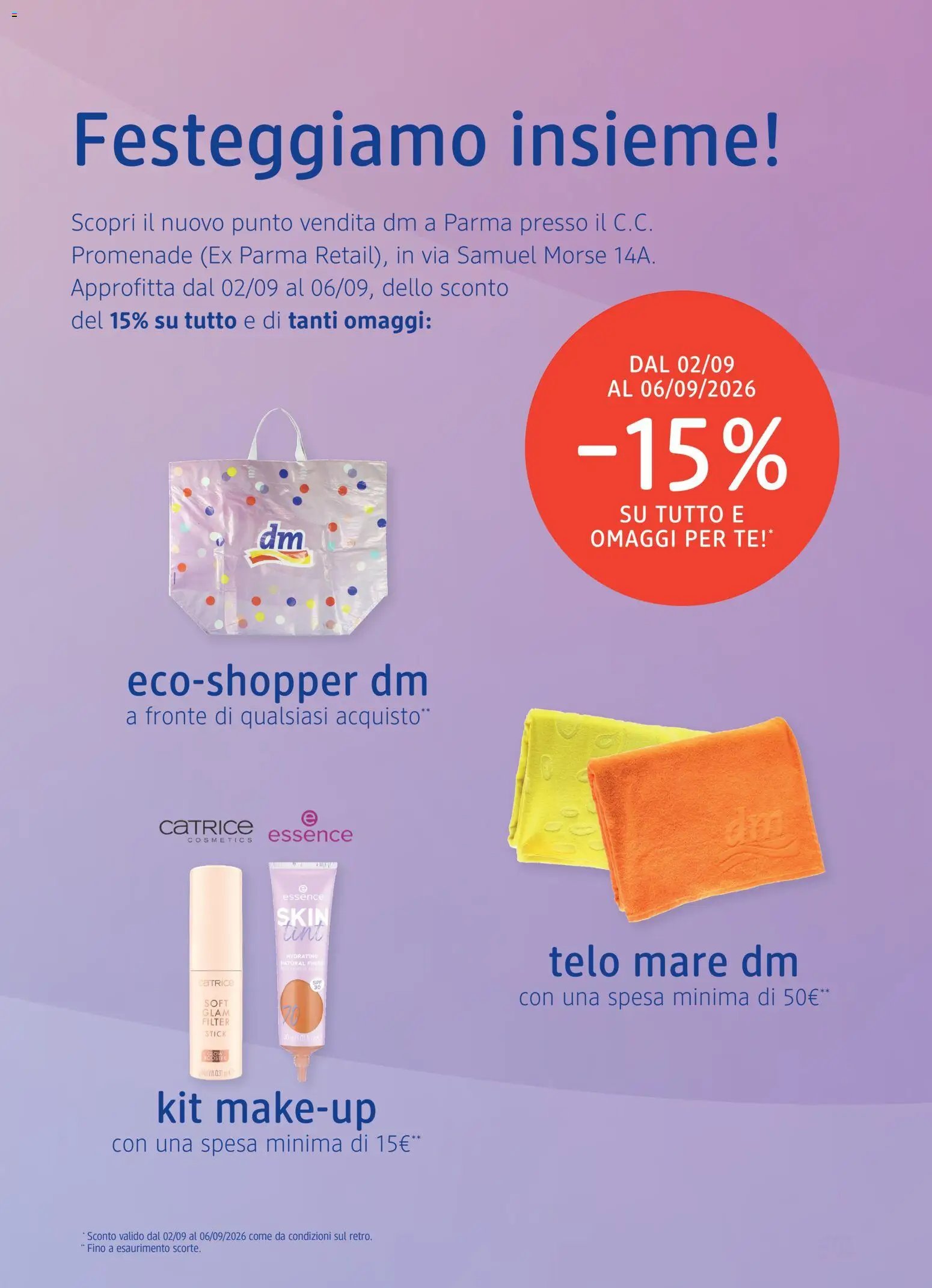 dm drogerie markt volantino Apertura Parma