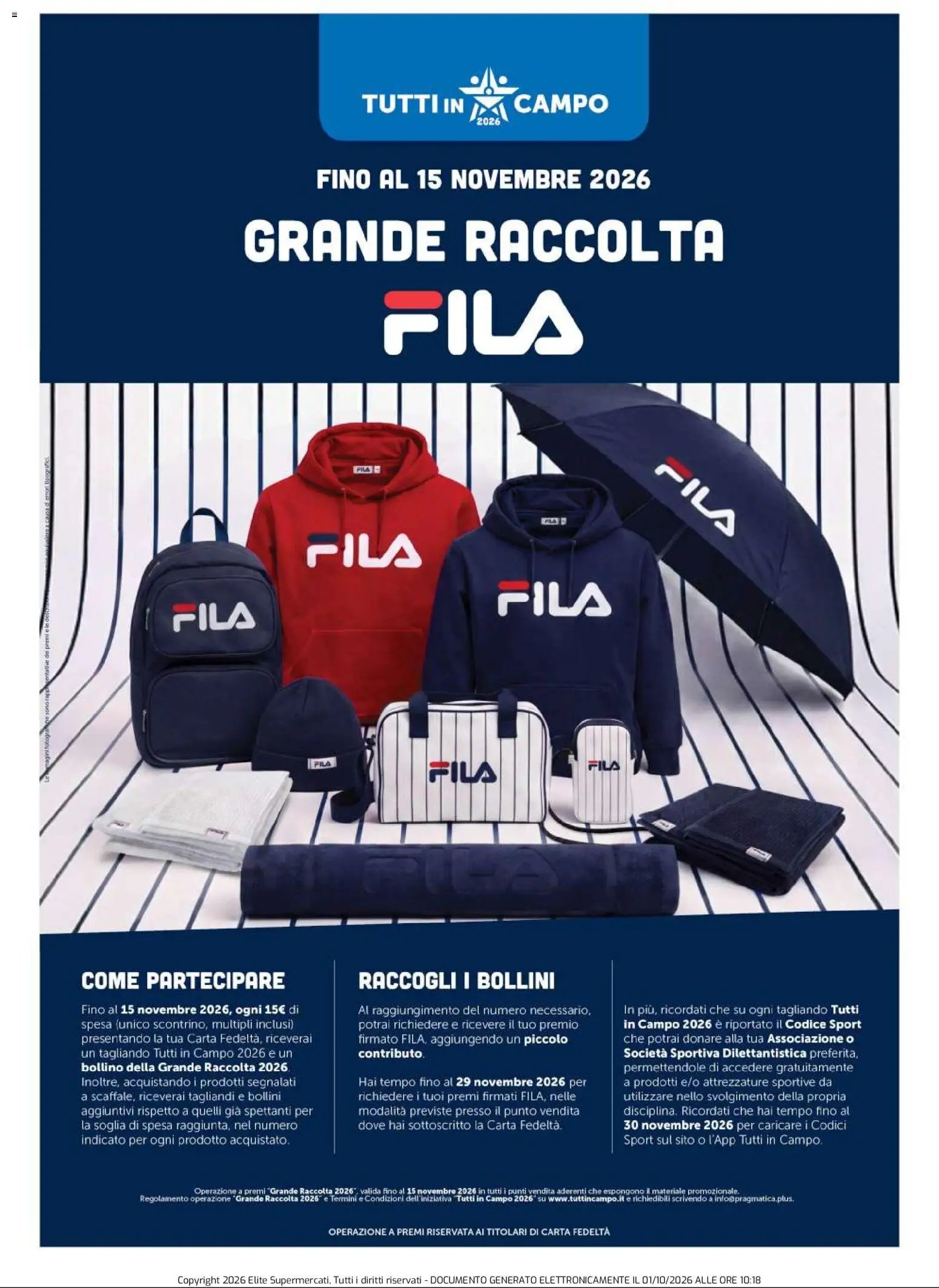 Elite Supermercati volantino Grande Raccolta Fila
