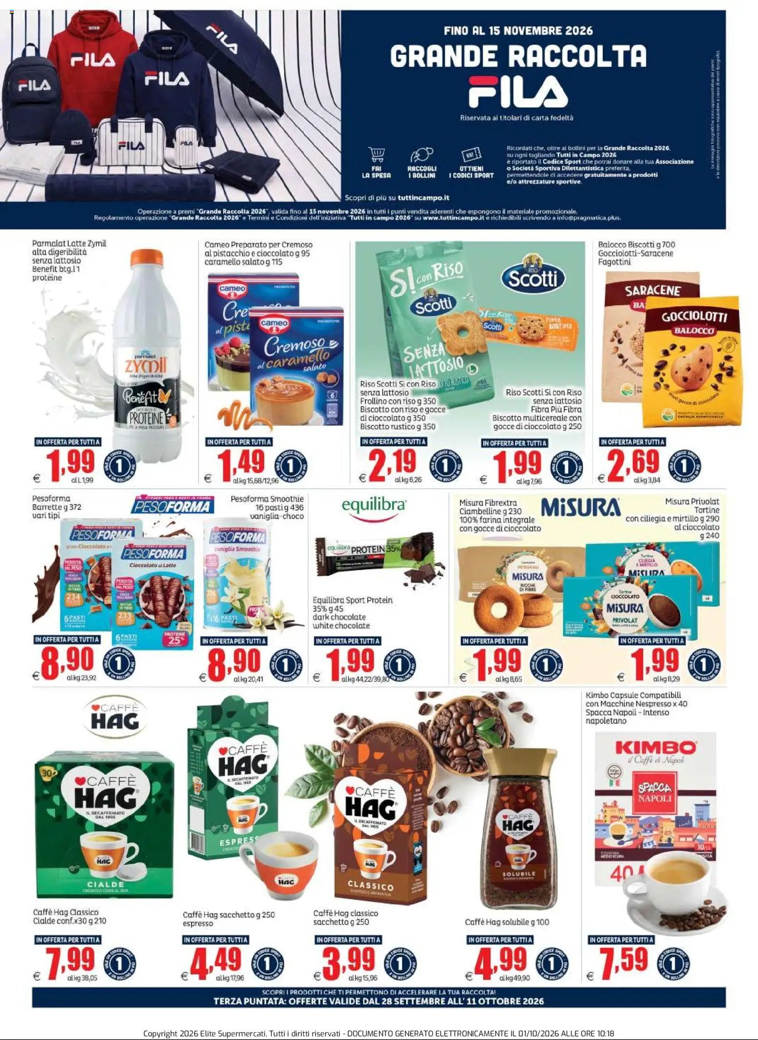 Elite Supermercati volantino Grande Raccolta Fila