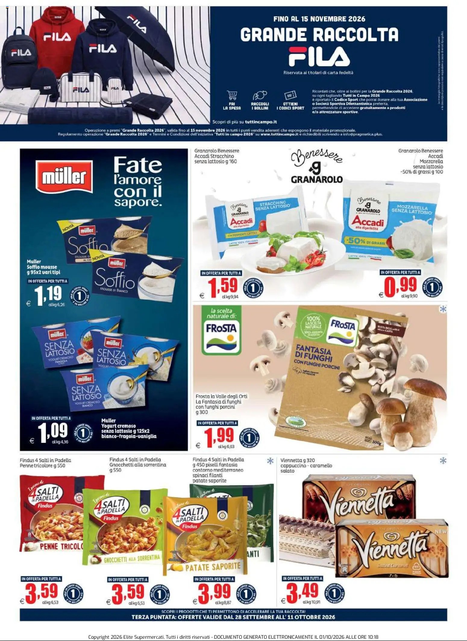 Elite Supermercati volantino Grande Raccolta Fila