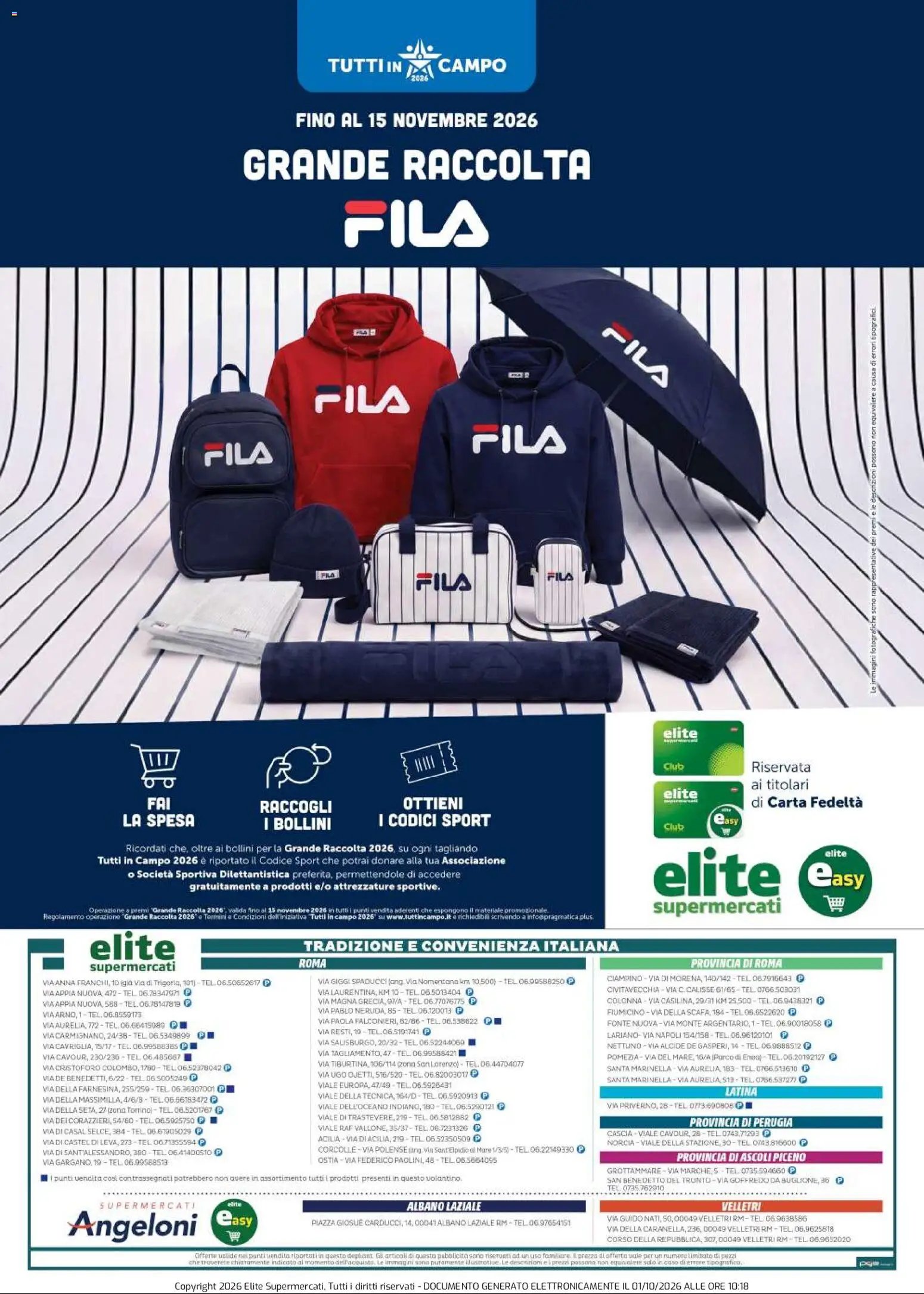 Elite Supermercati volantino Grande Raccolta Fila